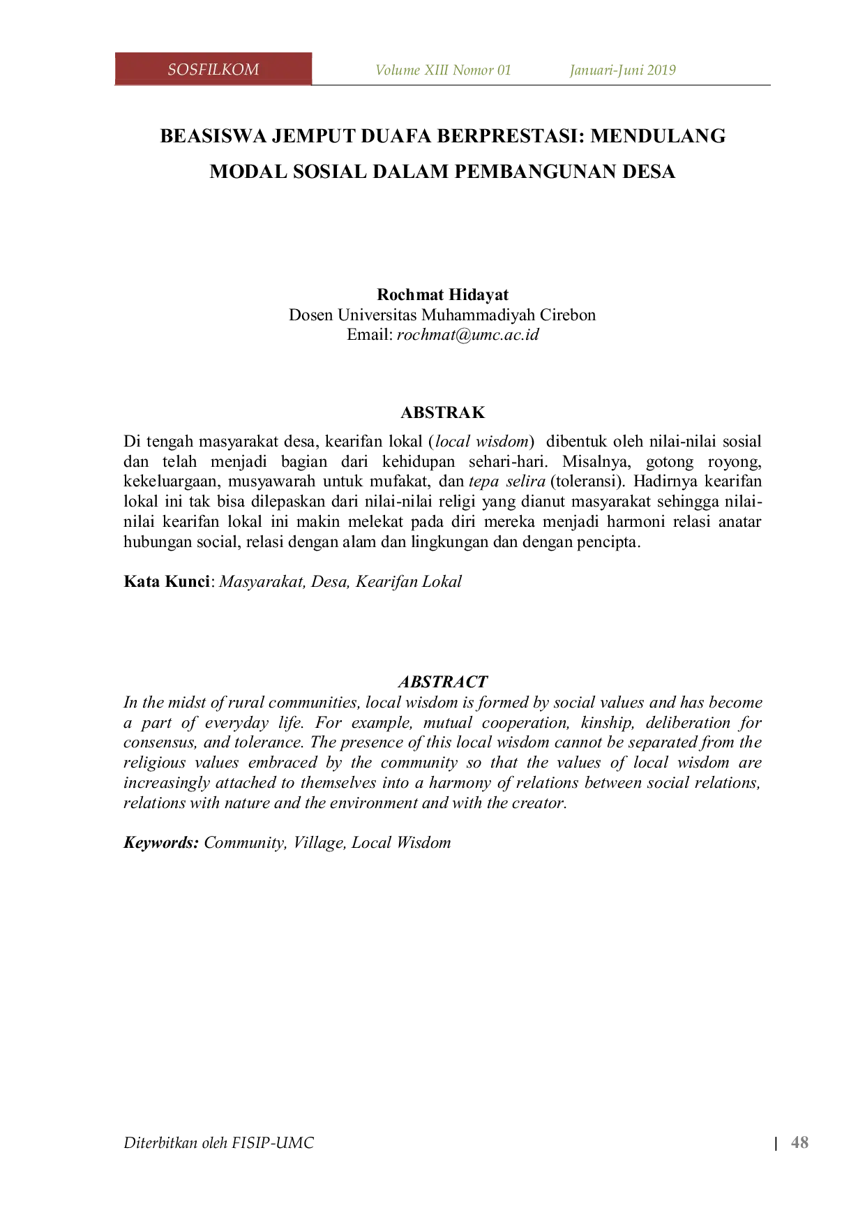 JURIS Beasiswa Jemput Duafa Berprestasi Mendulang Modal Sosial dalam Pembangunan Desa