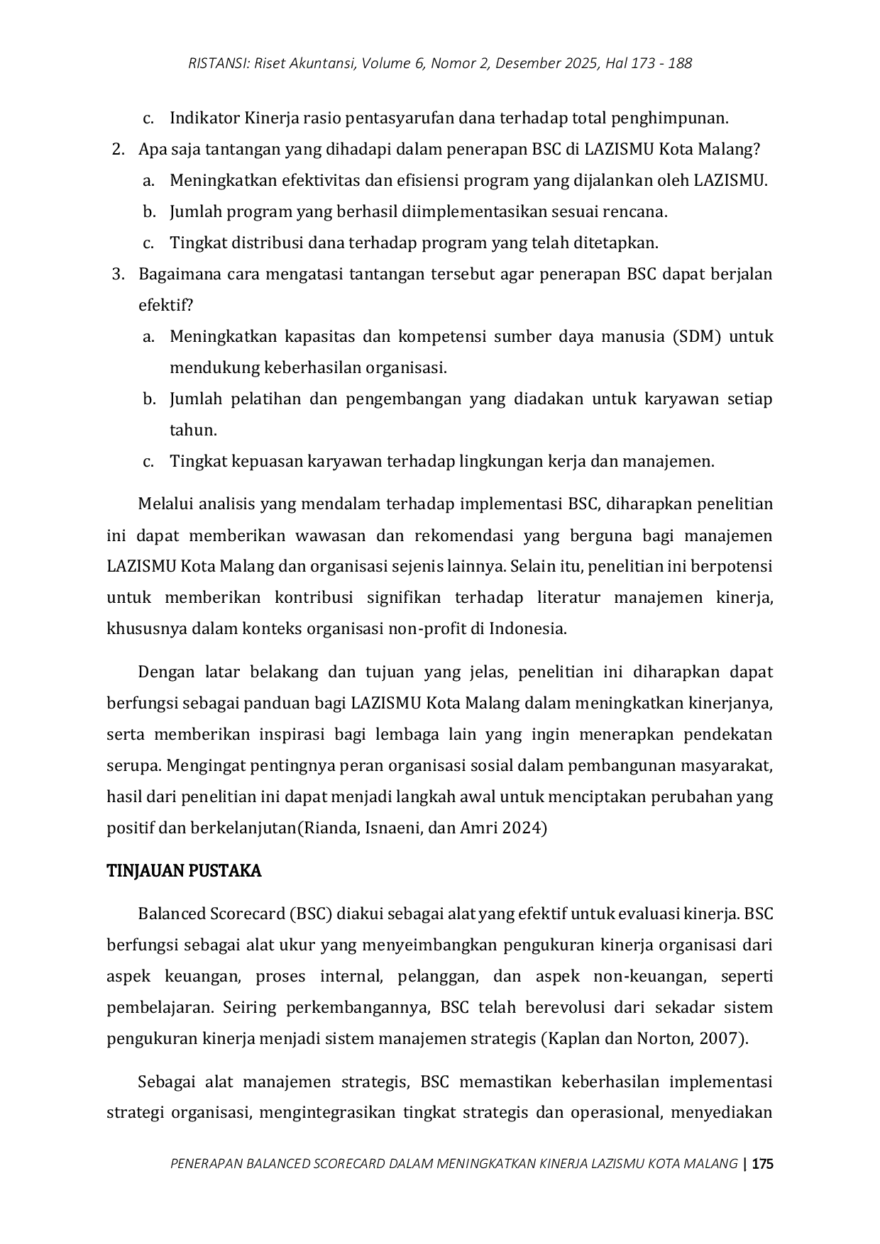 JURIS Penerapan Balanced Scorecard Dalam Meningkatkan Kinerja Lazismu Kota Malang