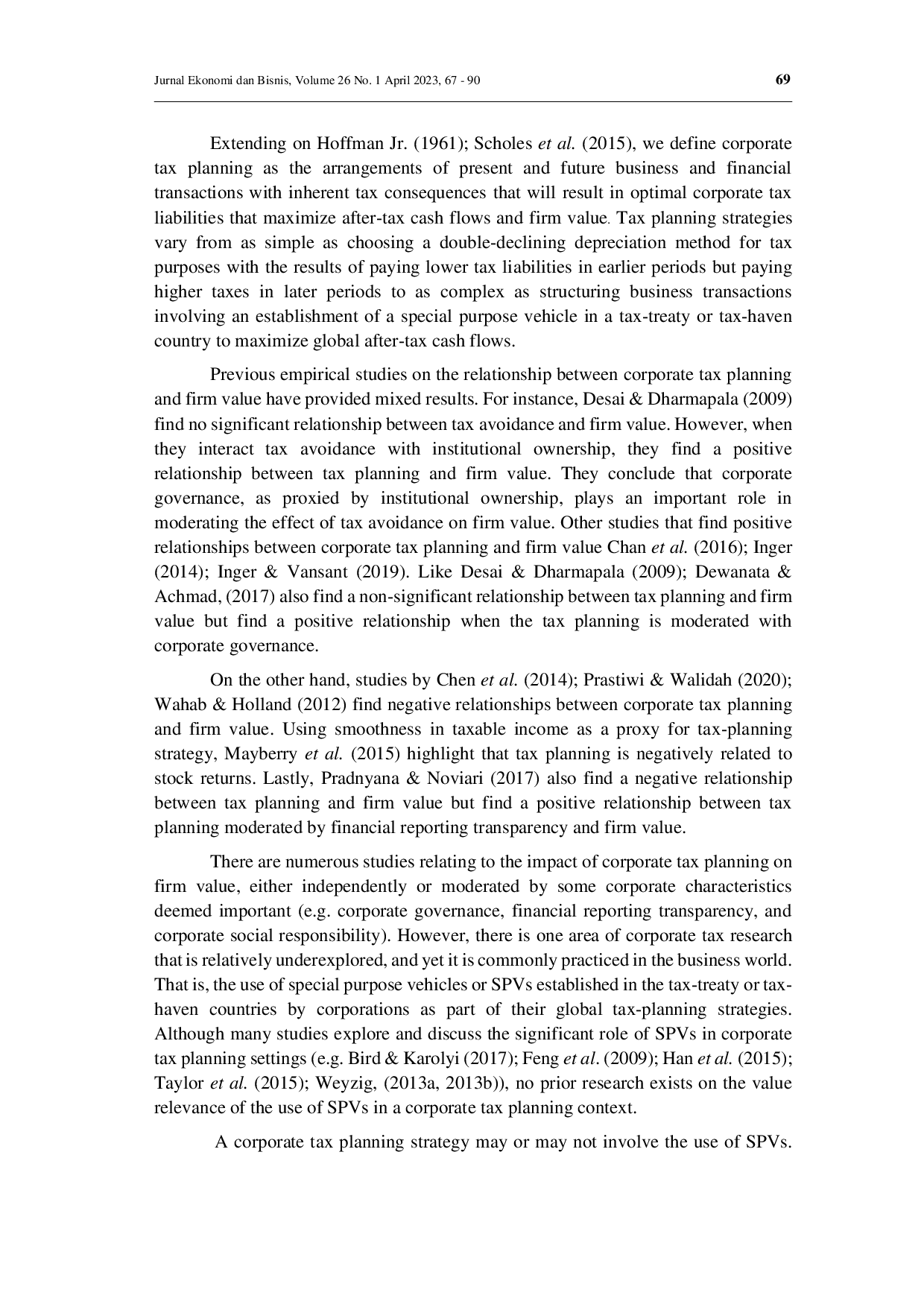 juris Corporate tax planning the use of SPV board independence and firm value
