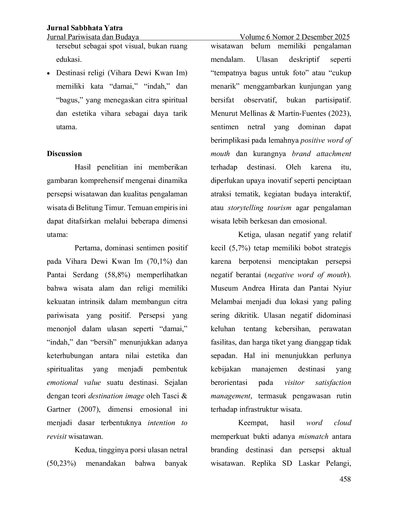 JURIS Analisis Sentimen Ulasan Google Maps Sebagai Big Data Untuk Evaluasi Dan Pengembangan Pariwisata Kabupaten Belitung Timur