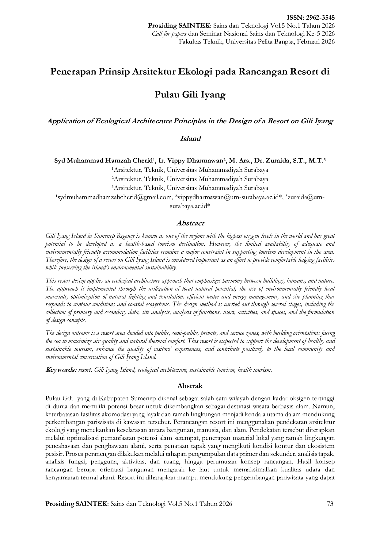 JURIS Penerapan Prinsip Arsitektur Ekologi pada Rancangan Resort di Pulau Gili Iyang