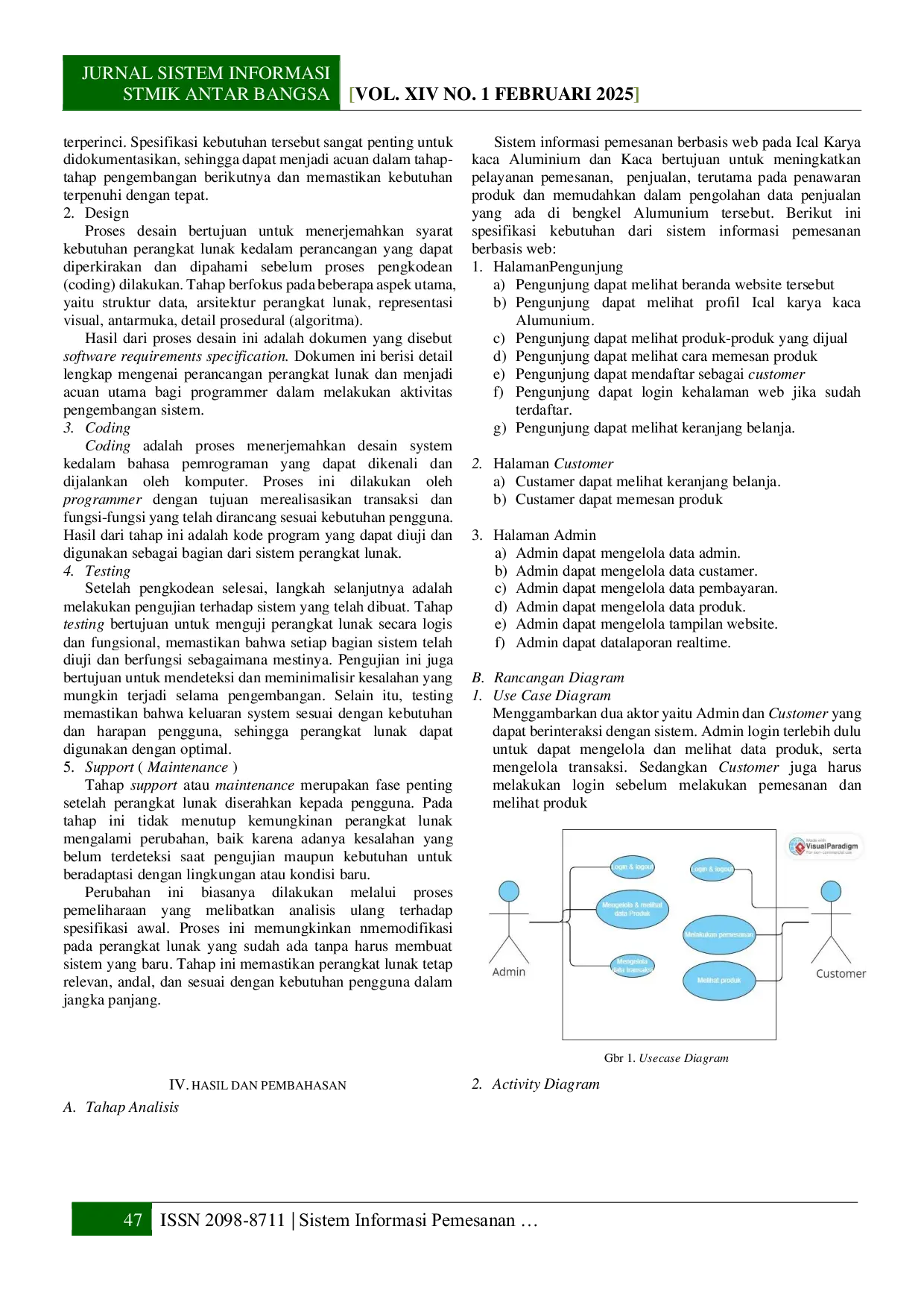 JURIS Sistem Informasi Pemesanan dan Pemasangan Aluminium dan Kaca Berbasis Web pada Ical Karya Kaca Aluminium