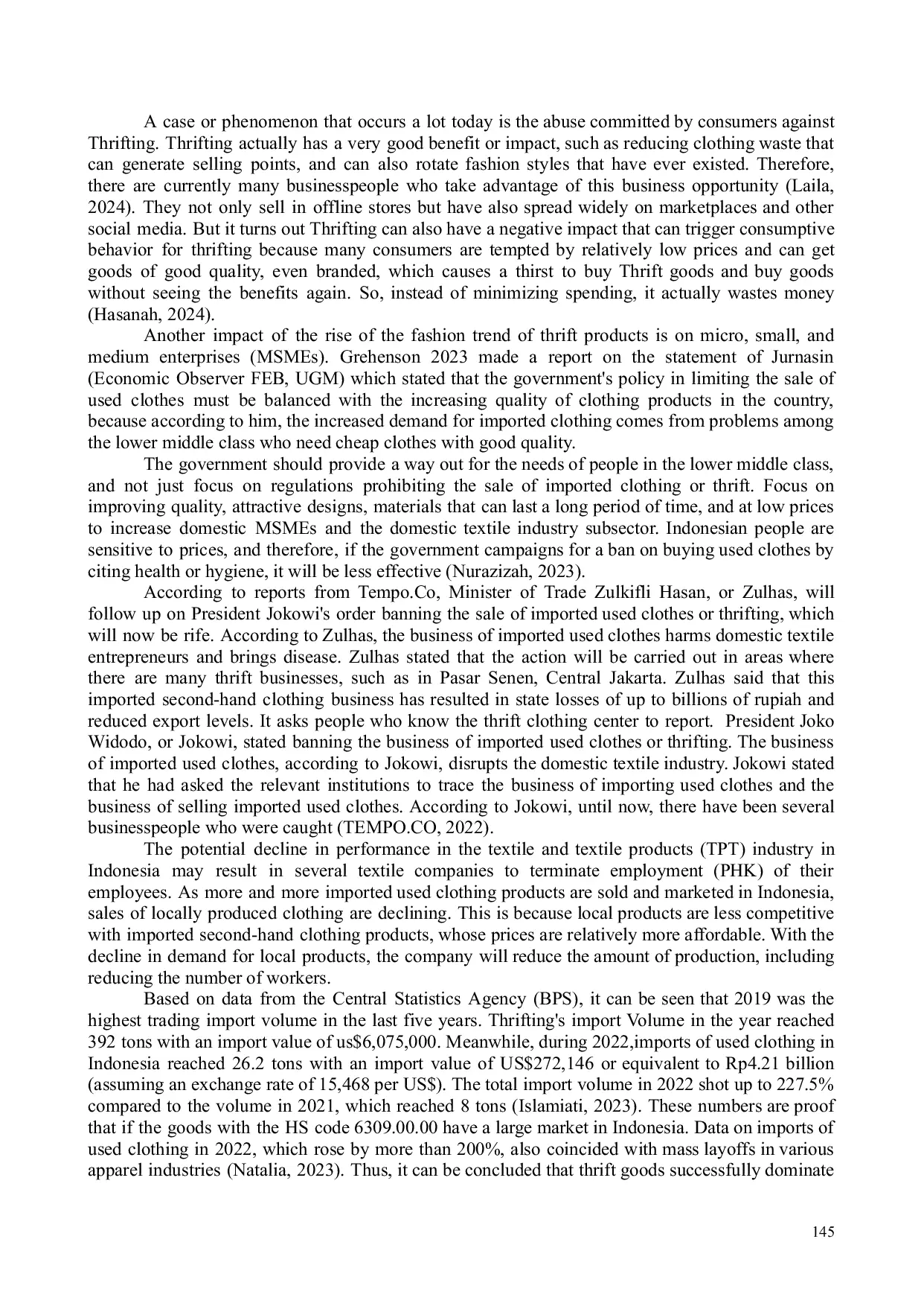JURIS Impact Of Thrifting Presence On Local Brands In Bandar Lampung According To Islamic Business Perspective