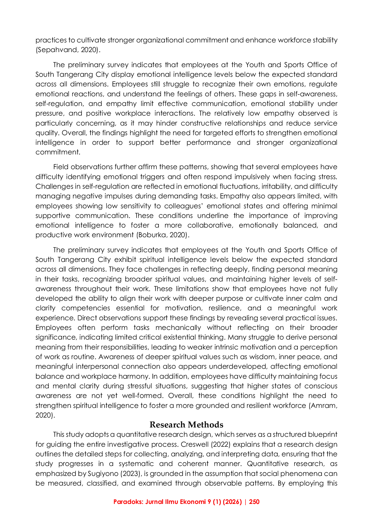 JURIS Determinants of Organizational Commitment and Its Influence on Employee Performance at the Youth and Sports Service of South Tangerang City
