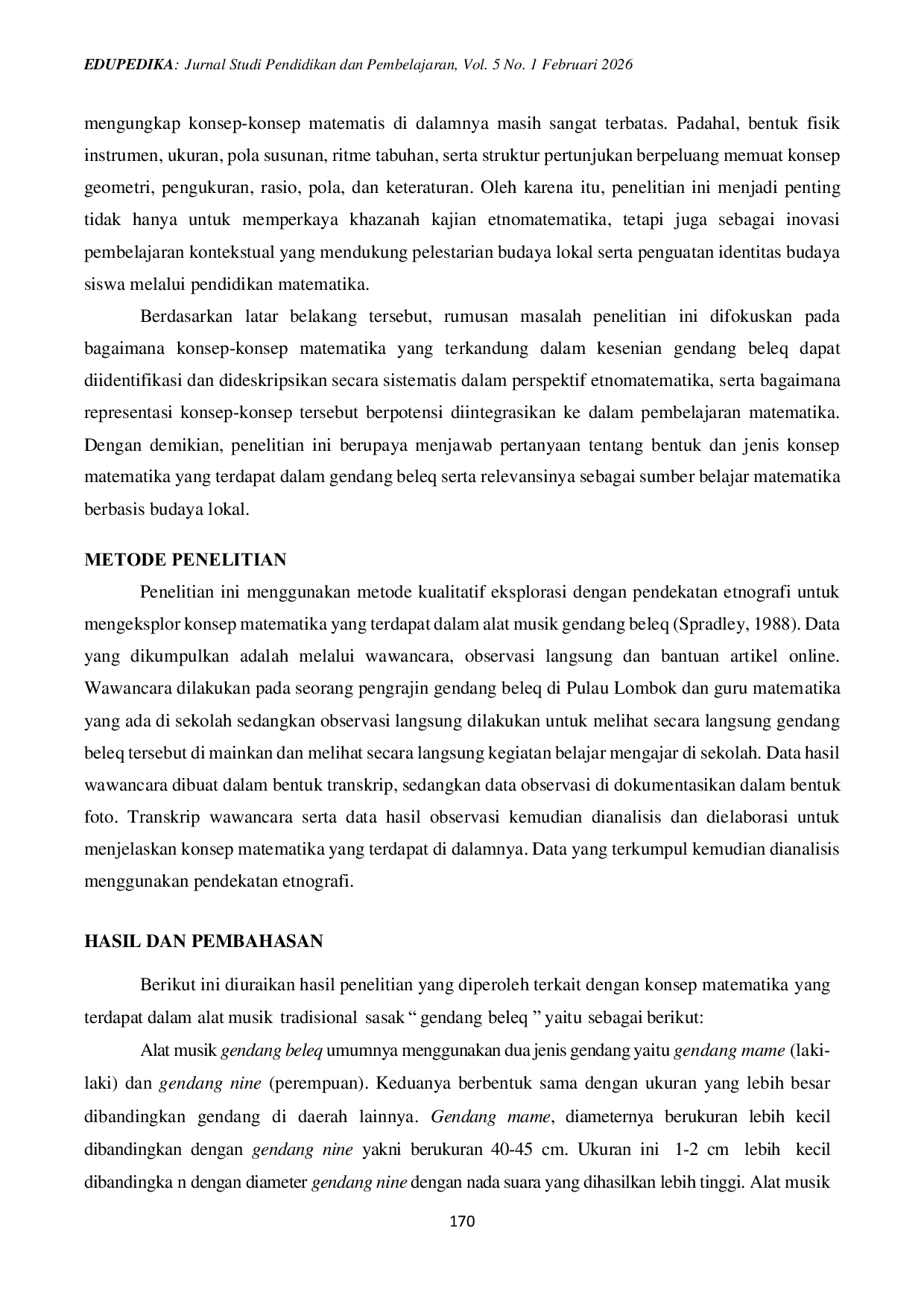 JURIS Etnomatematika Pada Alat Musik Tradisional Gendang Beleq Suku Sasak