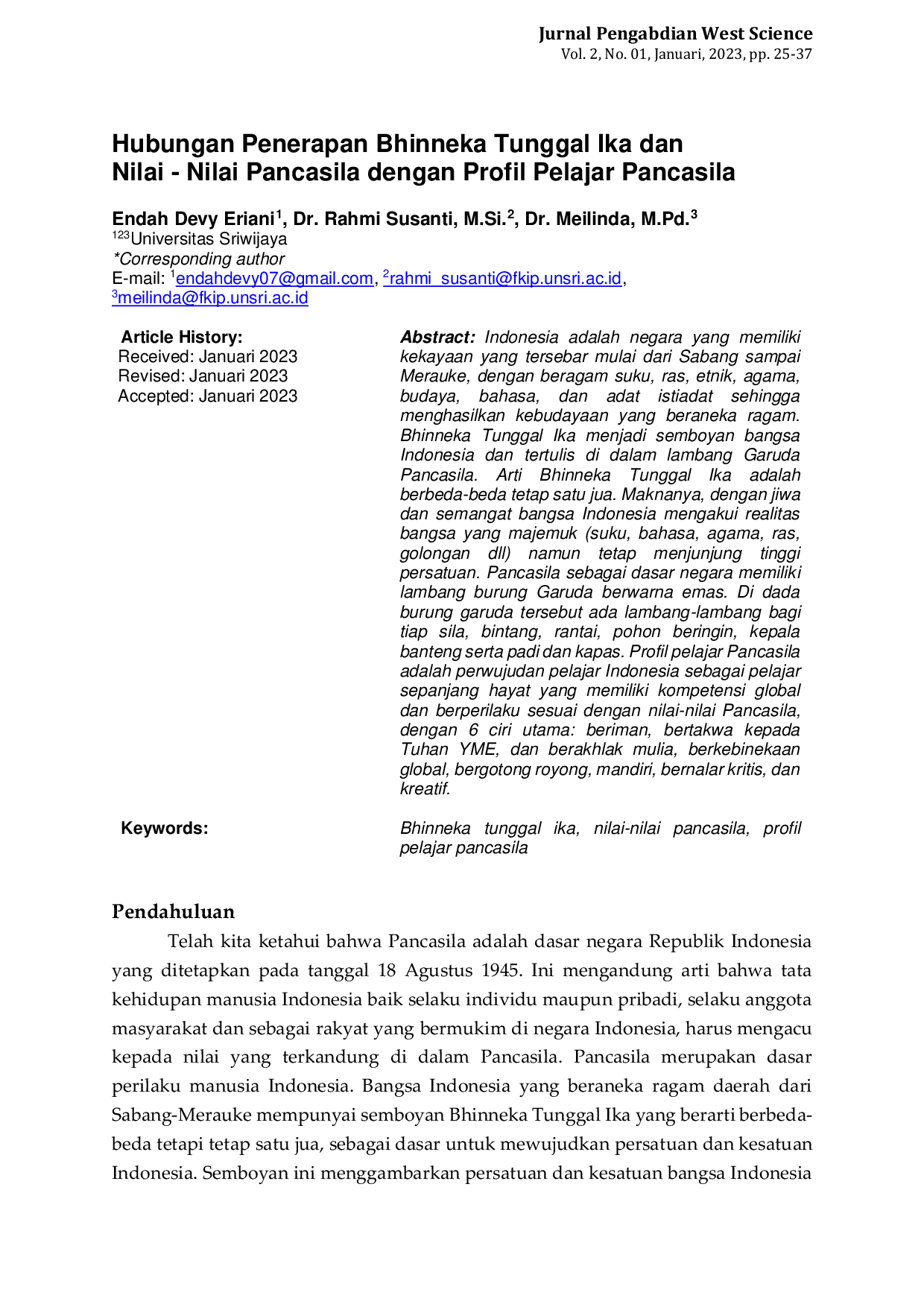 JURIS Hubungan Penerapan Bhinneka Tunggal Ika dan Nilai Nilai Pancasila dengan Profil Pelajar Pancasila