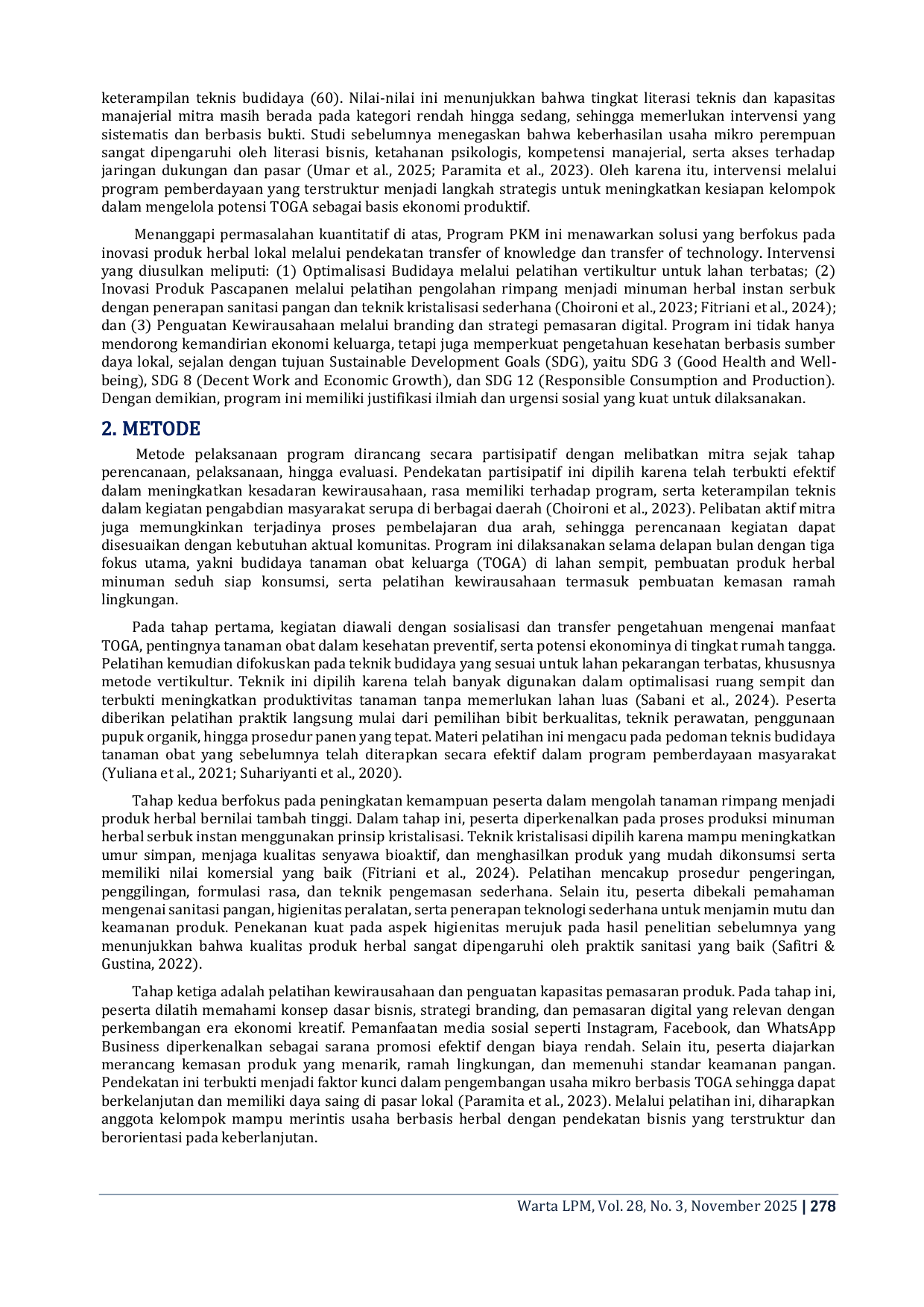 JURIS Strengthening Community Health and Economy through Local Herbal Innovation in the Harmoni Women s Group