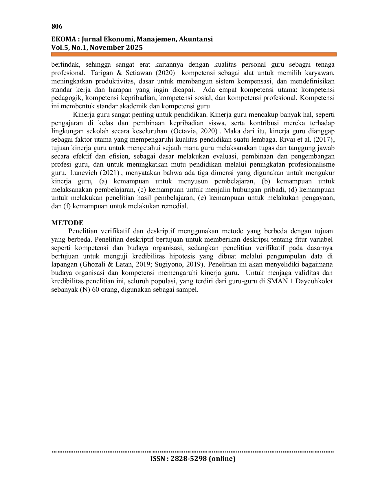 JURIS Kinerja Guru pada Sekolah Menengah Atas Keterkaitan Budaya Organisasi dan Kompetensi