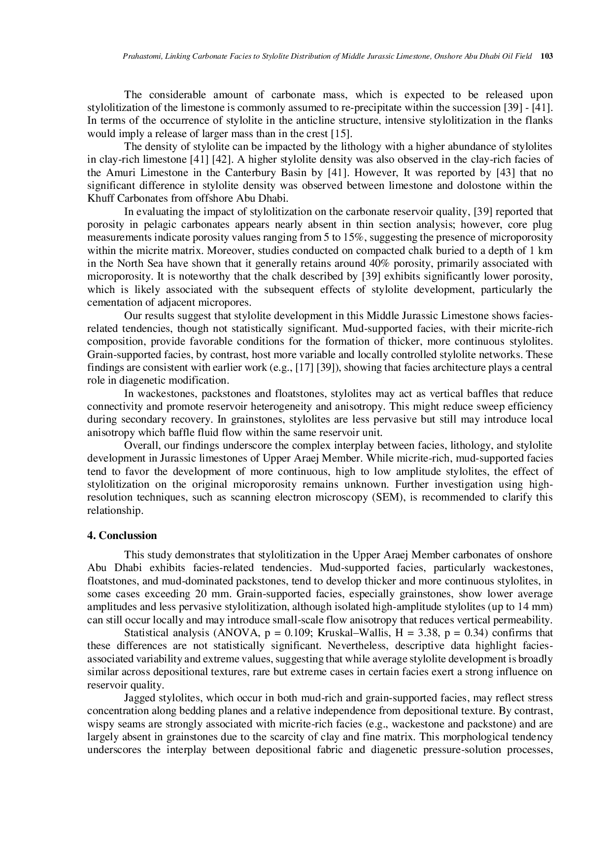JURIS Linking Carbonate Facies to Stylolite Distribution of Middle Jurassic Limestone Onshore Abu Dhabi Oil Field