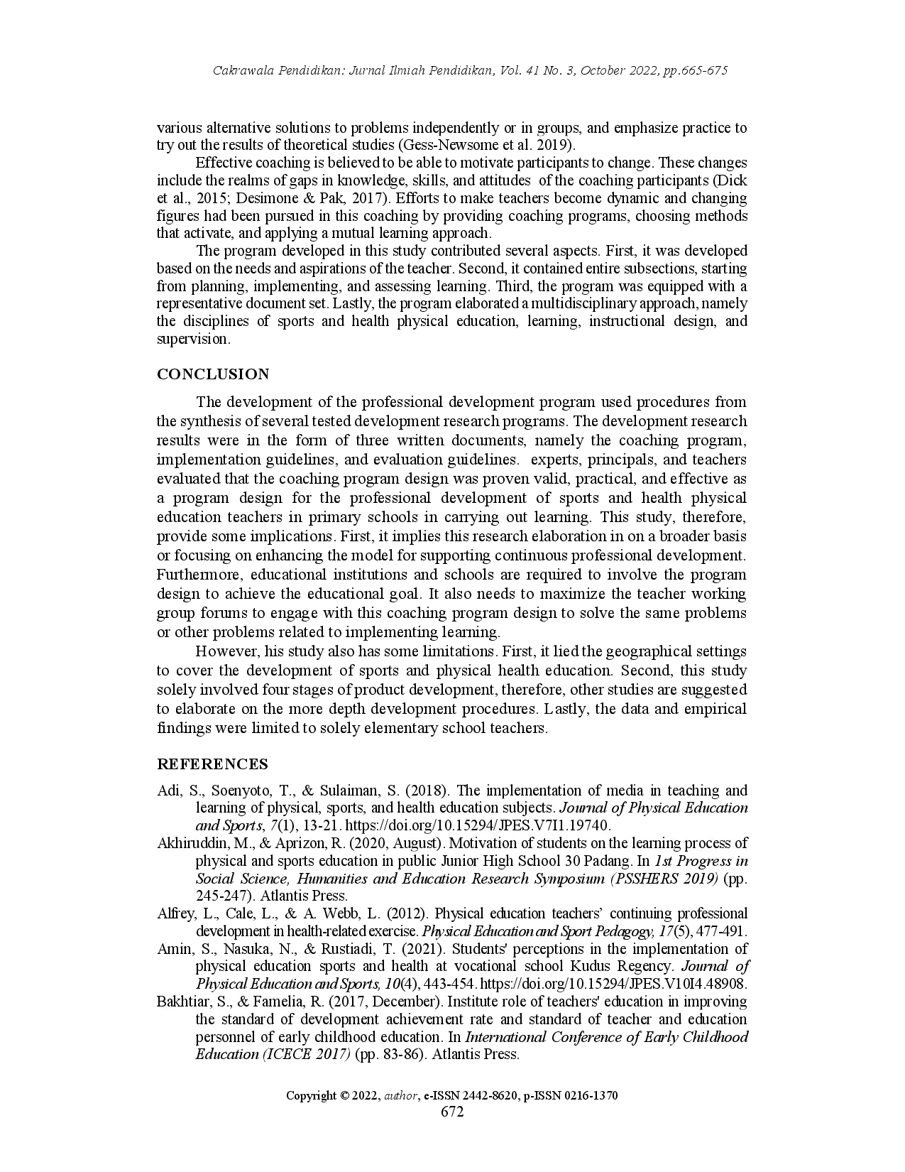 juris Professional development program for physical education teachers in Indonesia