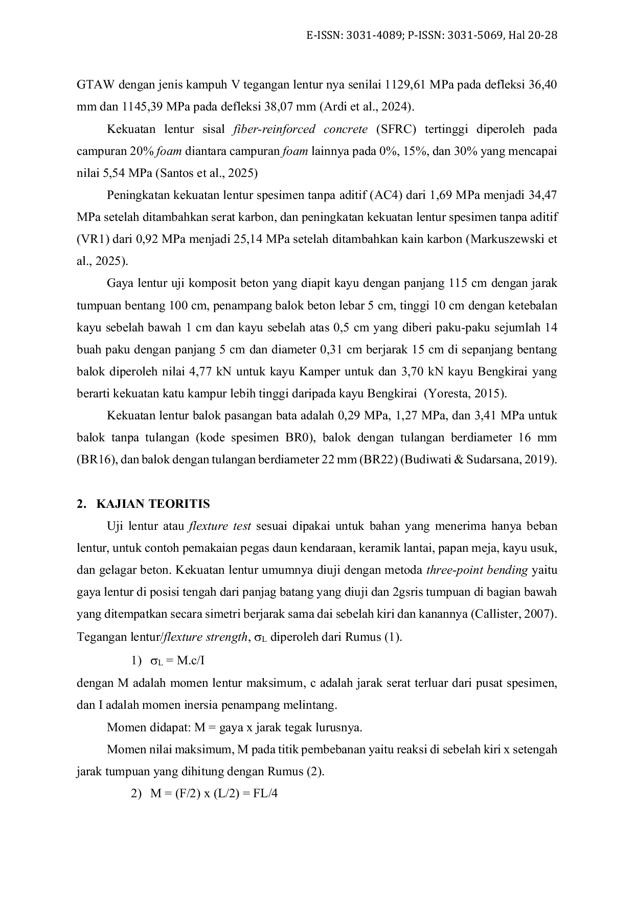 JURIS Analisis Hasil Uji Lentur Penampang Silindris Baja Karbon Penampang Persegi Empat Kayu Usuk Paving Stone dan Bata Ringan