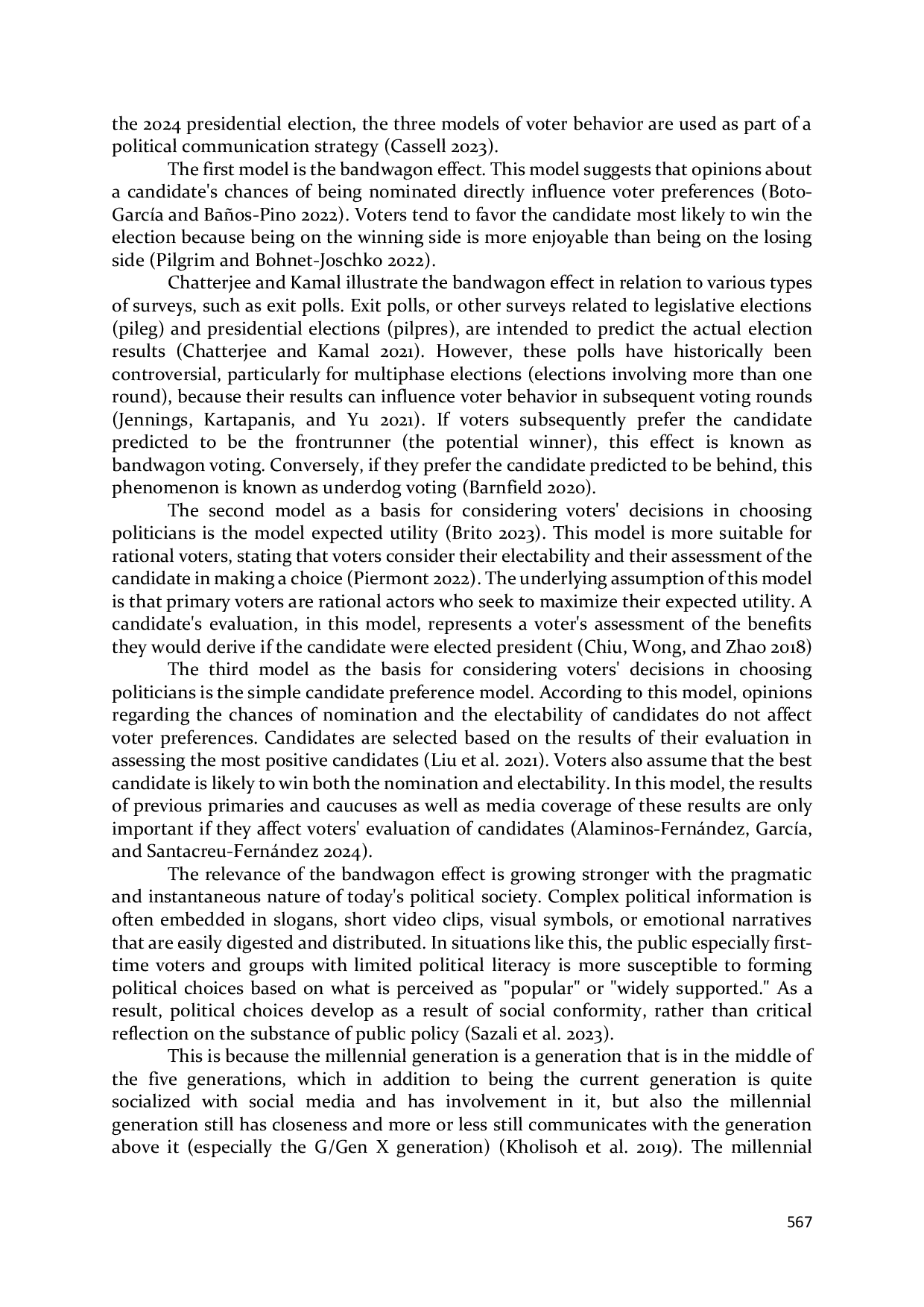 JURIS The Bandwagon Effect of a Simple Candidate Preference Model as a Model of Political Education Communication