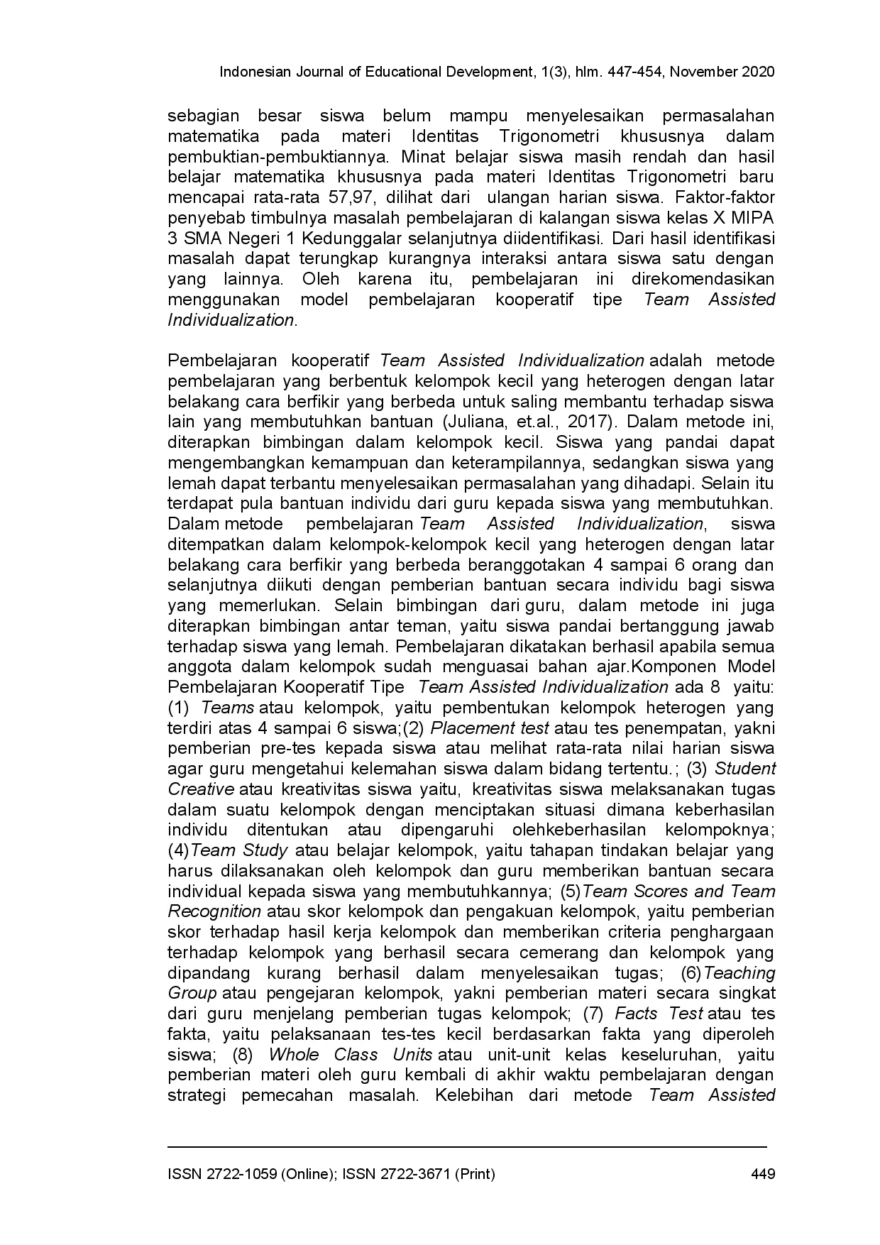 juris Penerapan model team assisted individualization untuk meningkatkan hasil belajar matematika