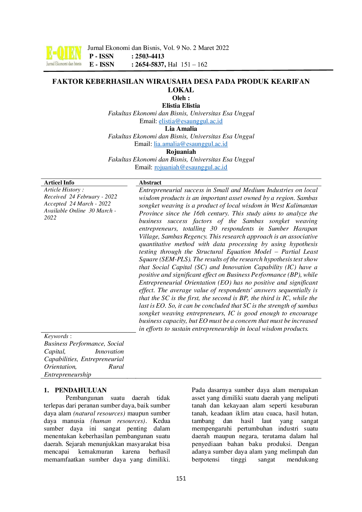 JURIS Faktor Keberhasilan Wirausaha Desa Pada Produk Kearifan Lokal