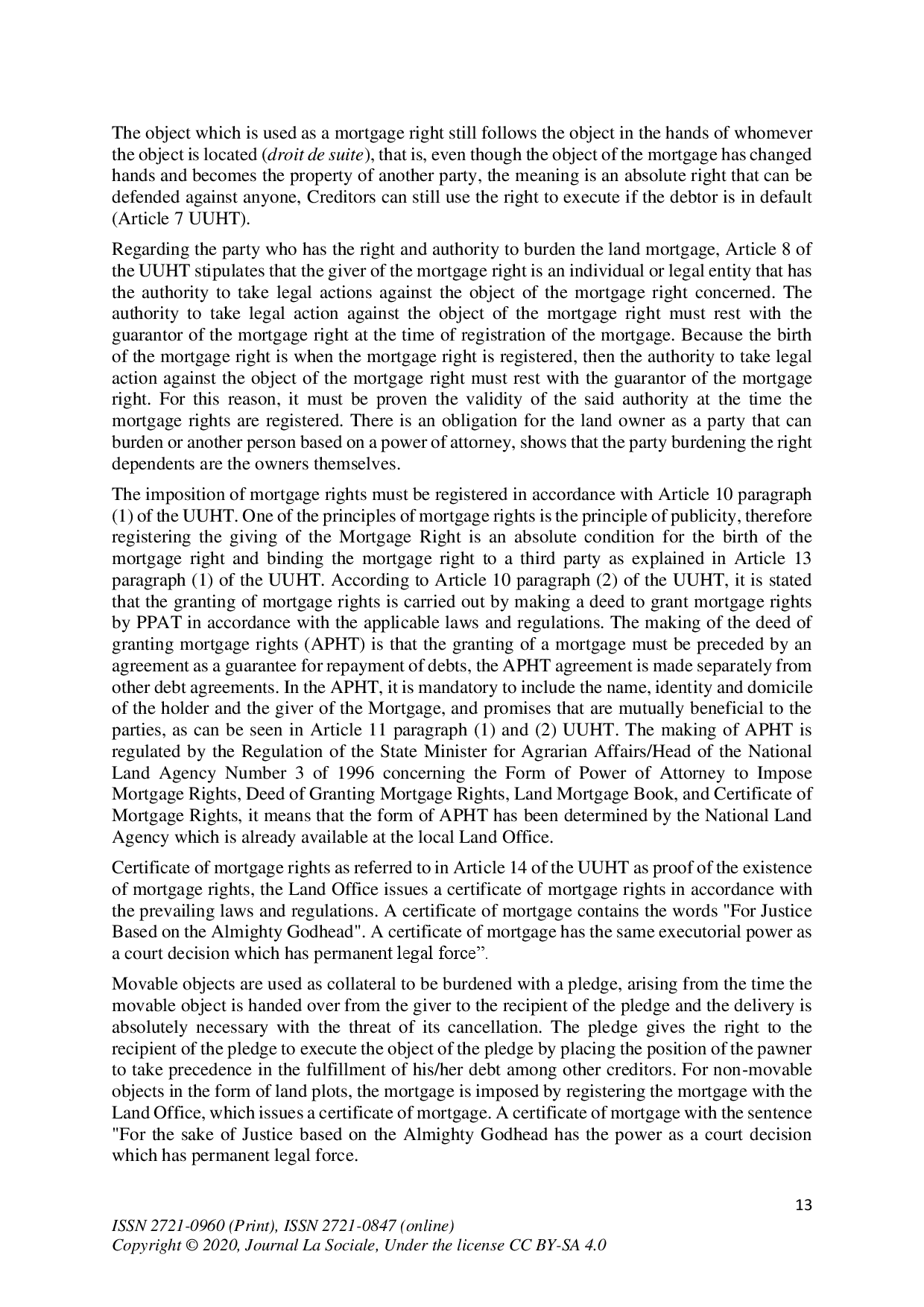 juris Land Rights Execution as a Pledge Object Based on MoU with PT Pegadaian at the Office of Agrarian Affairs Ministry and National Land Agency