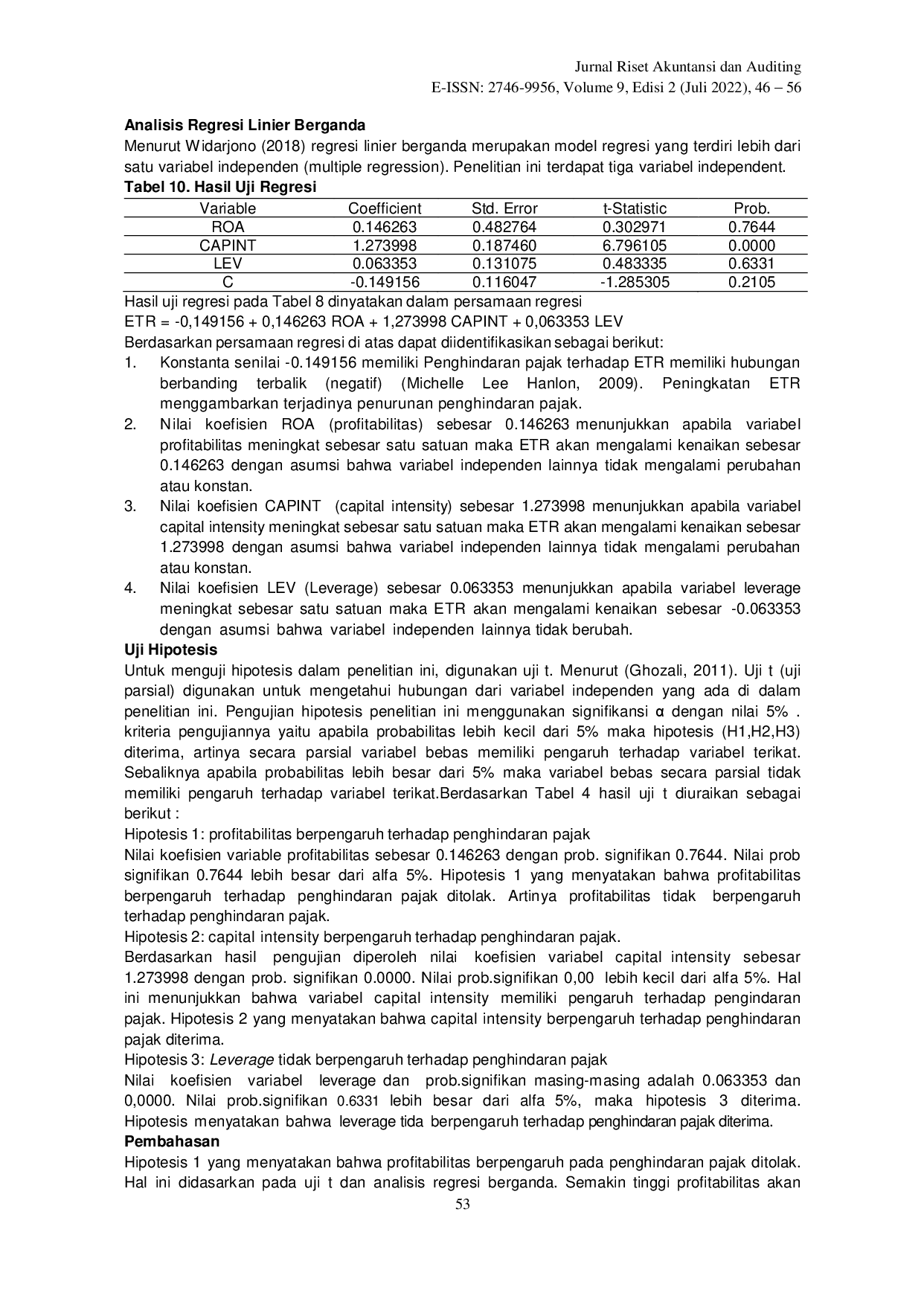 juris The Effect of Profitability Capital Intensity and Leverage on Tax Avoidance Activities on The Pharmaceutical Sub Sector Manufacturing Companies Listed on IDX During The 2016 2020 Period