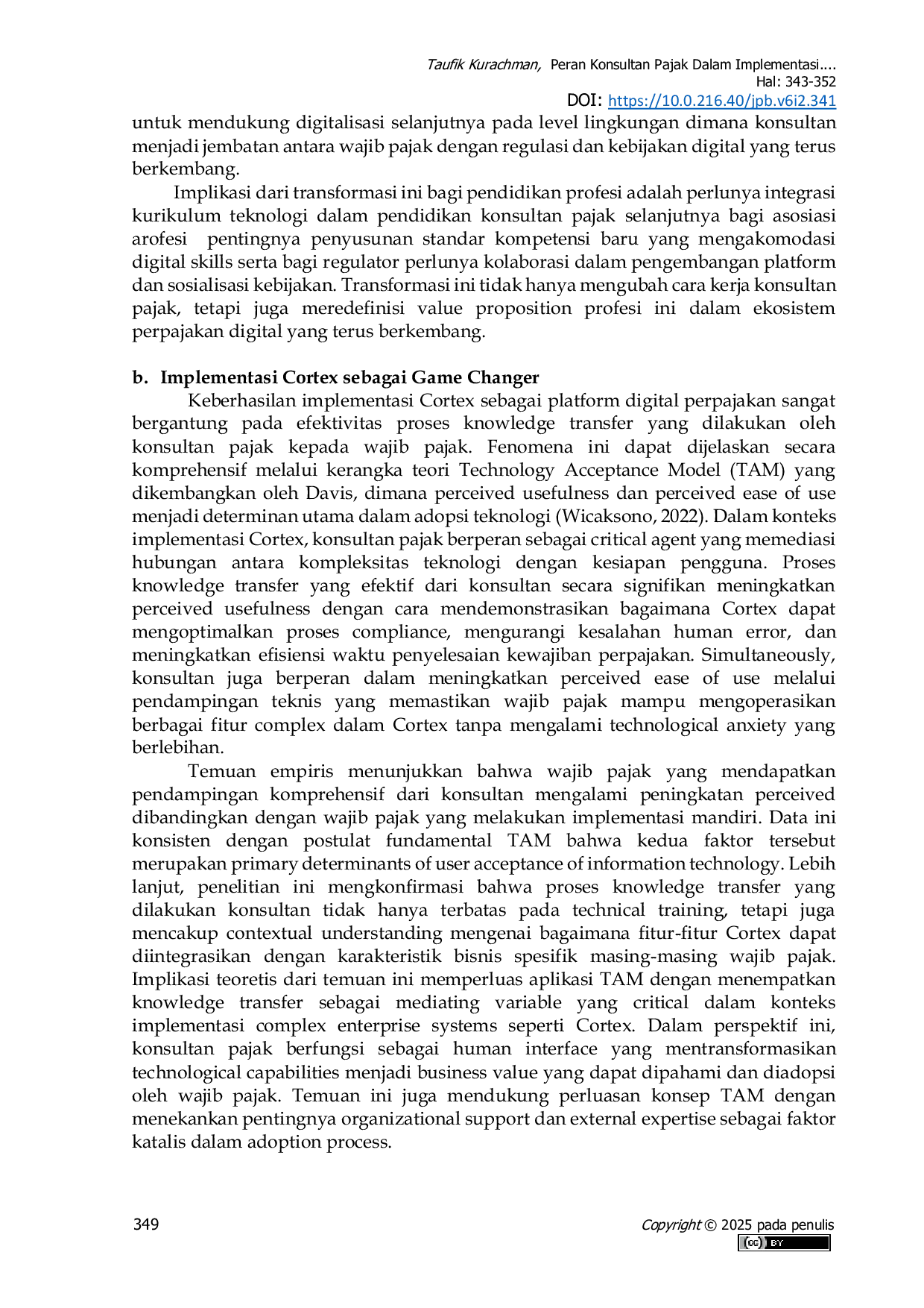 JURIS Peran Konsultan Pajak Dalam Implementasi Cortex Untuk Meningkatkan Kepatuhan Wajib Pajak Dalam Melaksanakan Kewajiban Perpajakan