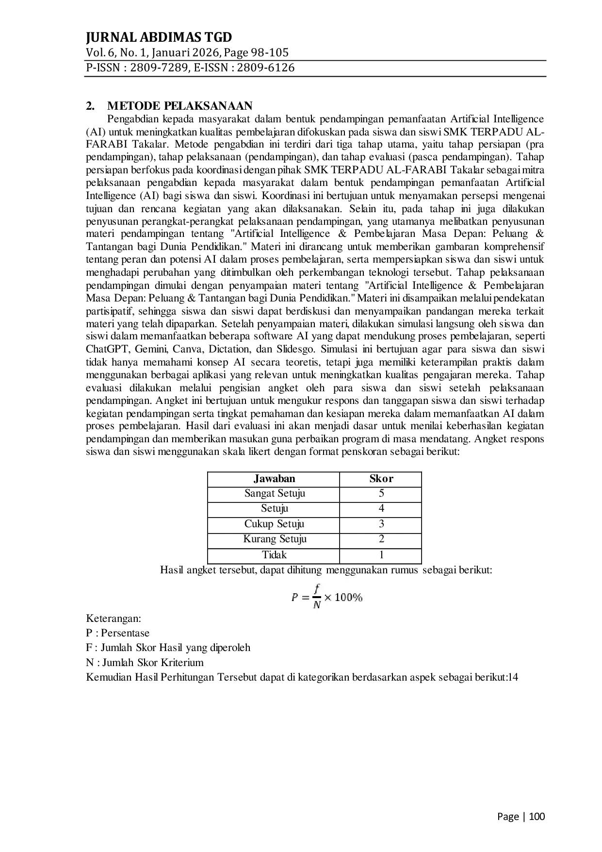 JURIS Akselerasi Efektivitas Belajar Melalui Internalisasi Literasi Artificial Intelligence AI Bagi Siswa di SMK Terpadu Al Farabi