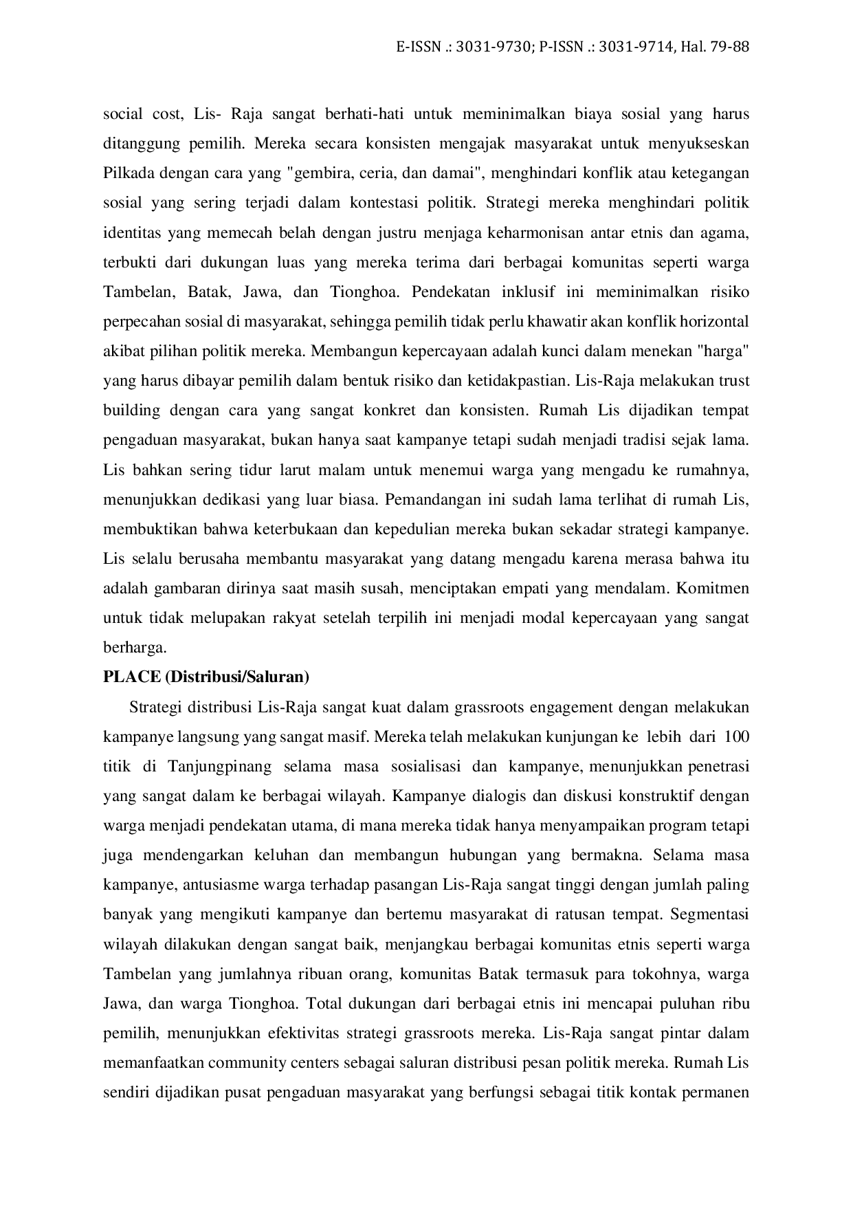 JURIS Strategi Pemasaran Politik Lis Darmansyah Raja Ariza dalam Pilkada Pilkwako Tanjungpinang