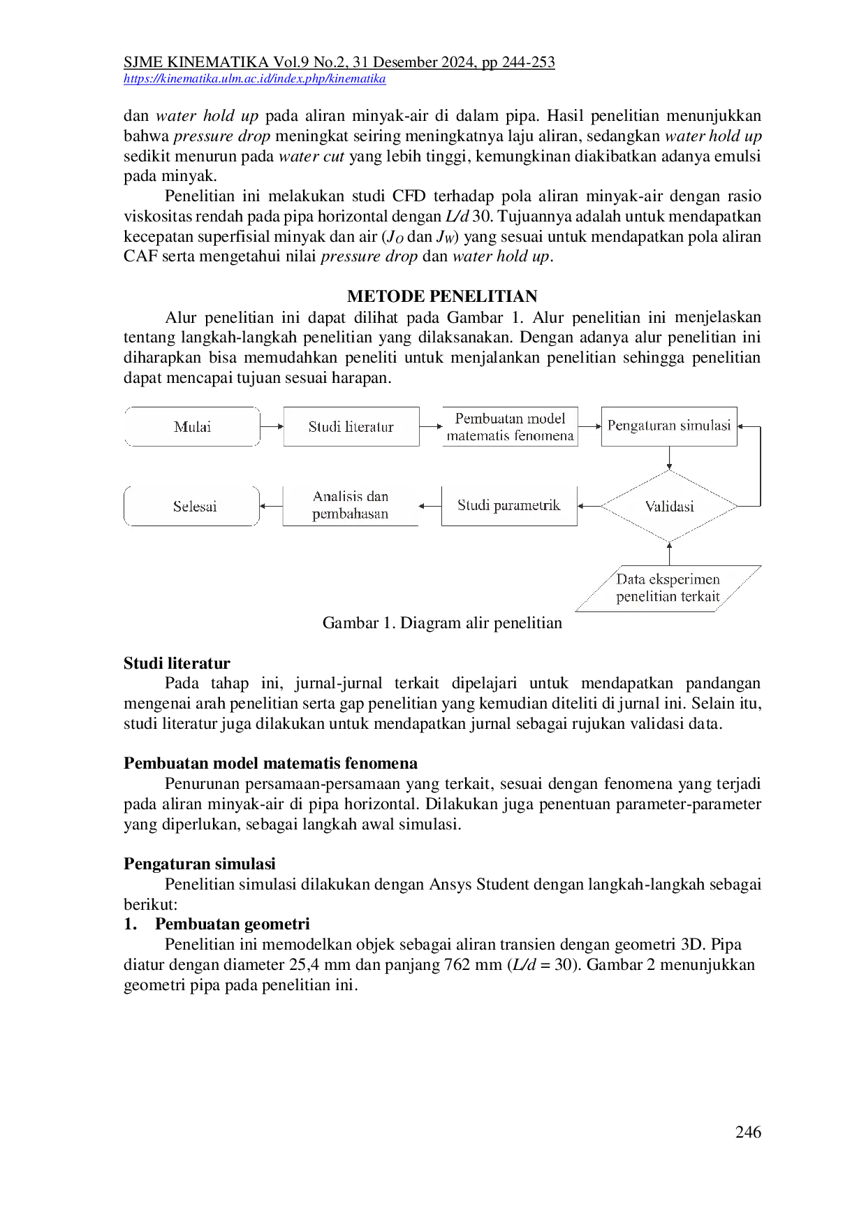 JURIS Karakteristik Aliran Minyak Air dengan Rasio Viskositas Rendah di Pipa Horizontal dengan CFD