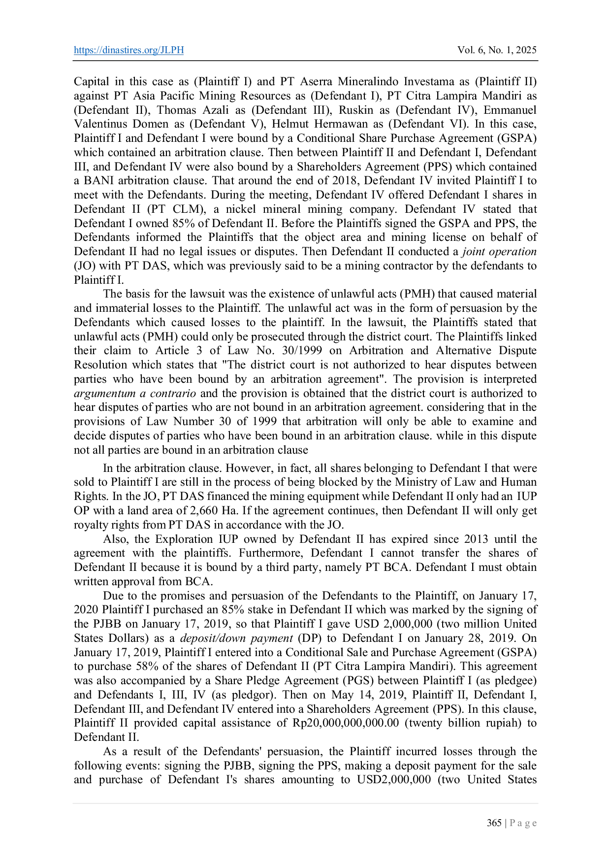 JURIS Absolute Jurisdiction Of Arbitration Institutions According To Indonesian Positive Law Analysis Of The Decision Of The South Jakarta State Court Number 420 Pdt G 2020