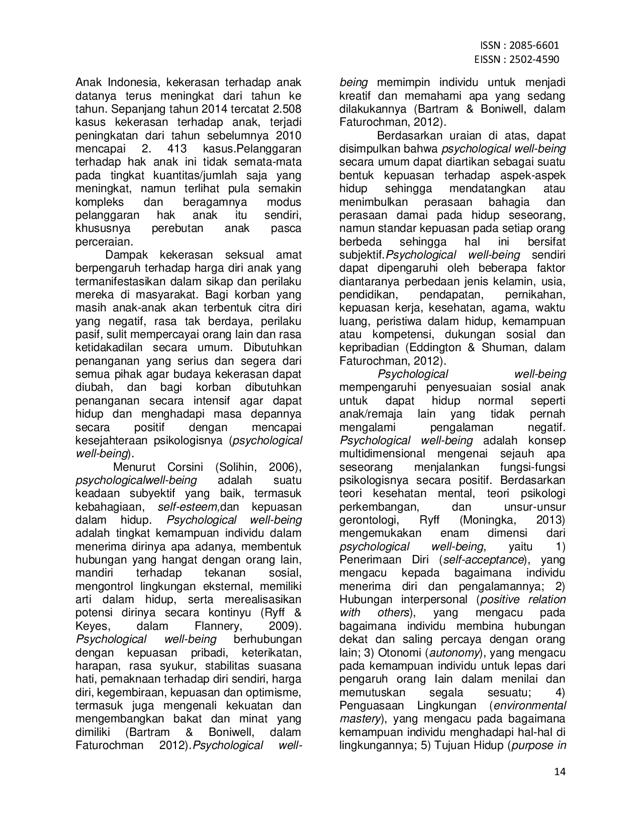 JURIS Hubungan Dukungan Sosial Dengan Psychological Well Being Pada Remaja Korban Sexual Abuse