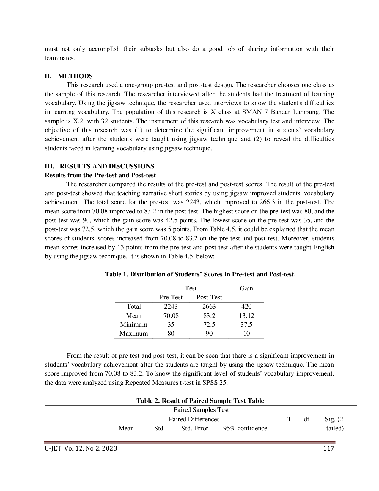 JURIS Teaching narrative short story by using jigsaw technique to improve students vocabulary achievement