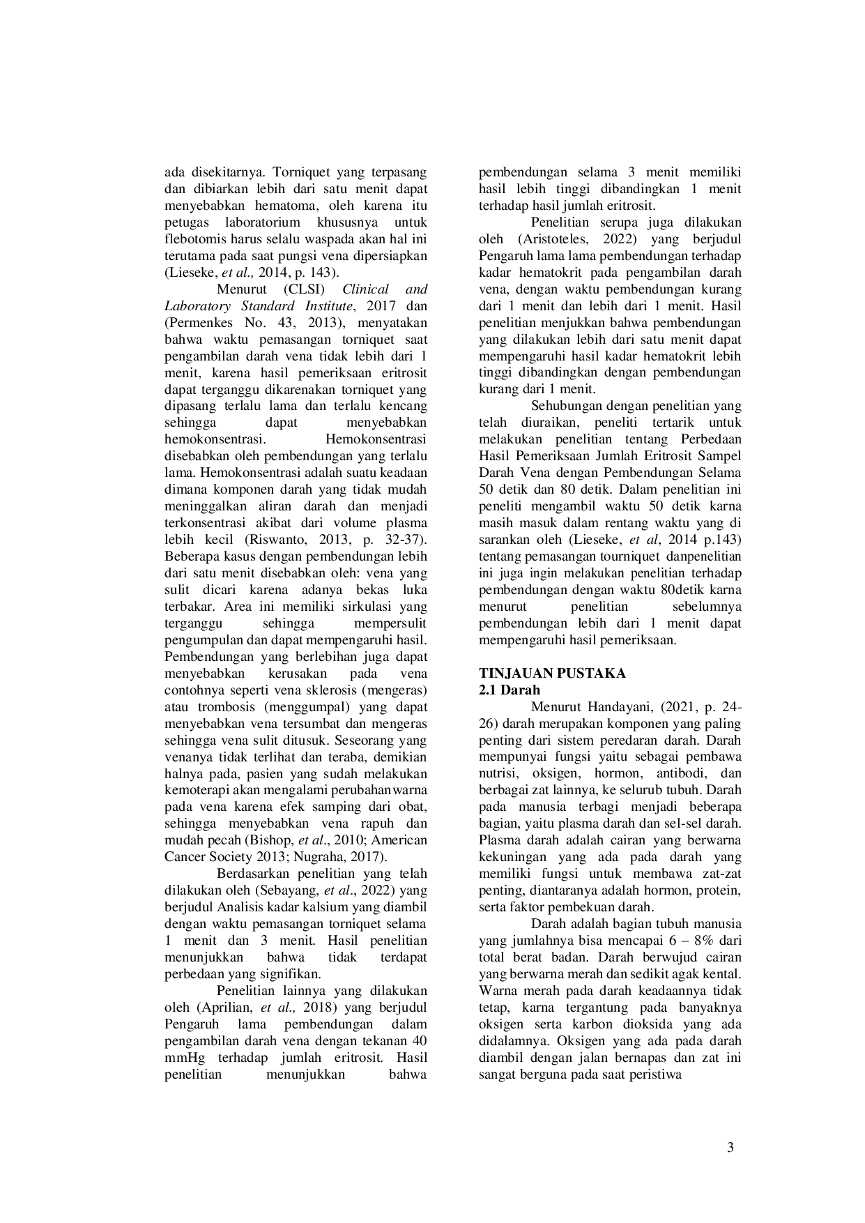 JURIS Perbedaan Hasil Pemeriksaan Jumlah Eritrosit Darah Vena Dengan Pembendungan Selama 50 Detik dan 80 Detik
