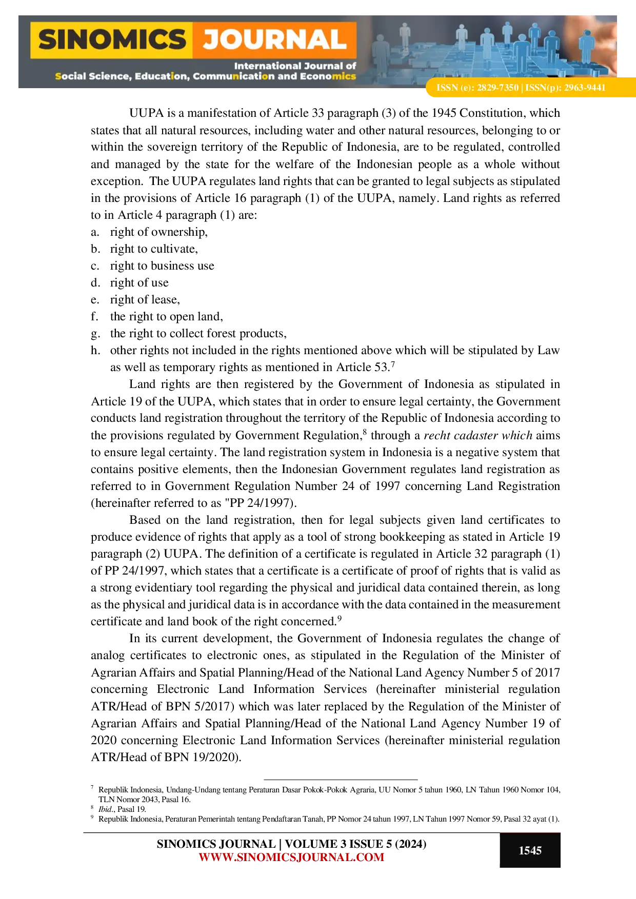 JURIS Legal Certainty of Electronic Certificates as Evidence of Land Ownership in Indonesian Agrarian Law