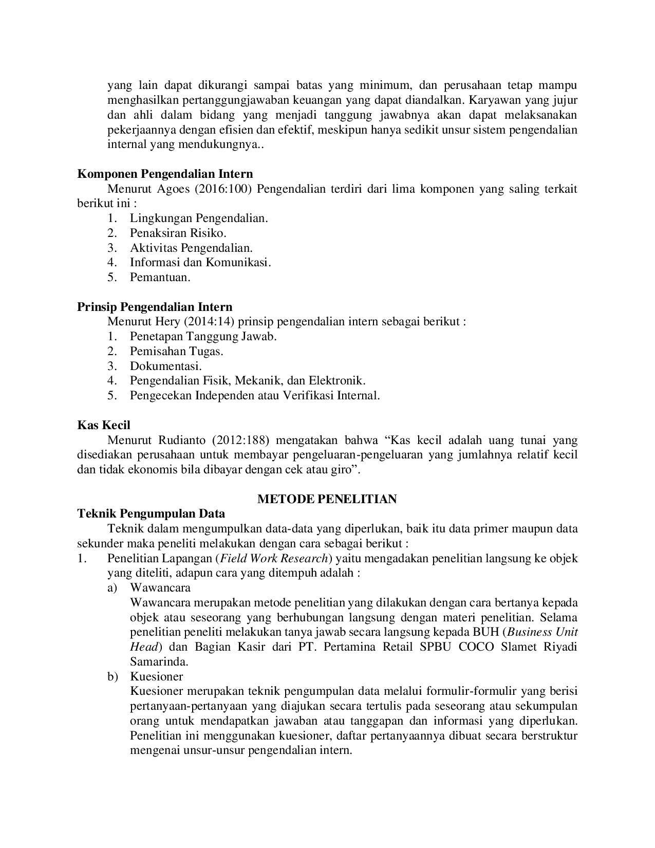 JURIS Analisis Penerapan Pengendalian Kas Kecil di PT Pertamina Retail SPBU COCO Slamet Riyadi Samarinda
