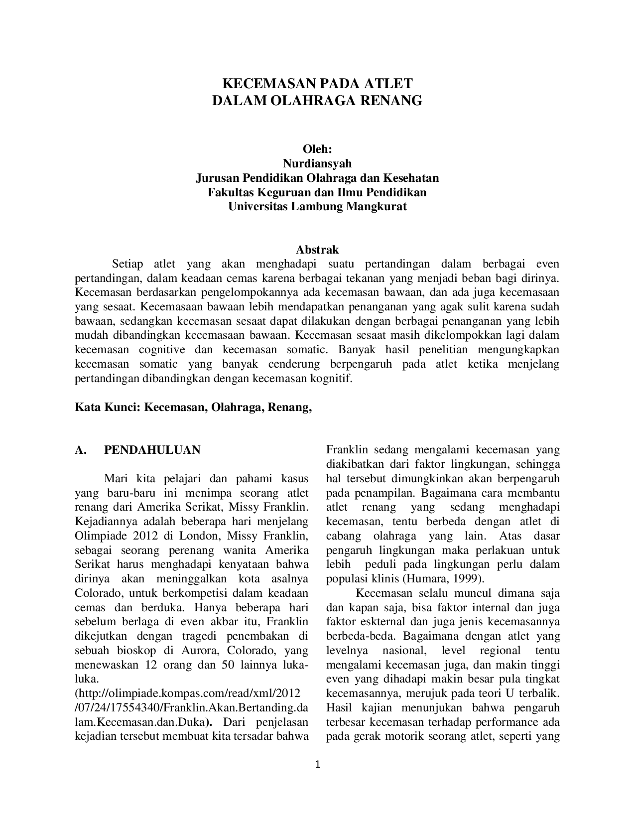 JURIS Kecemasan Pada Atlet Dalam Olahraga Renang