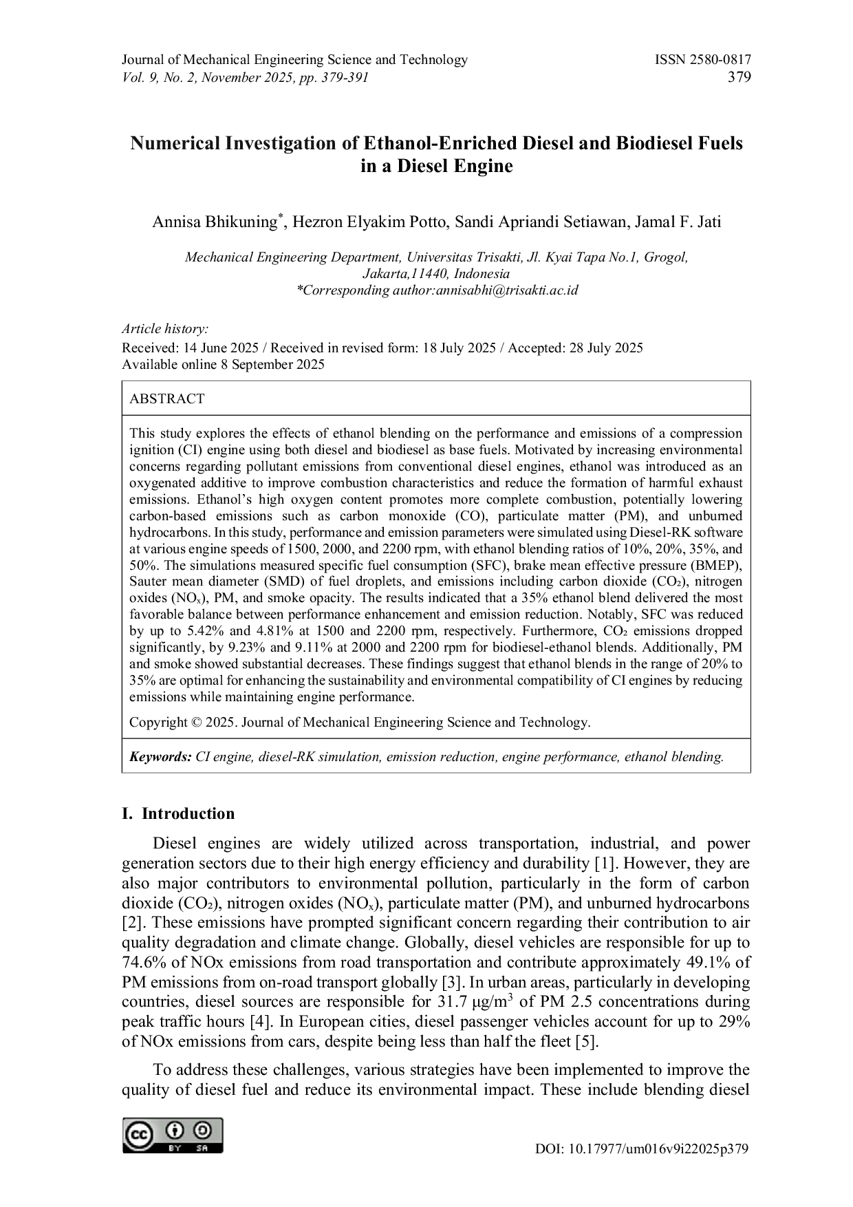JURIS Numerical Investigation of Ethanol Enriched Diesel and Biodiesel Fuels in a Diesel Engine