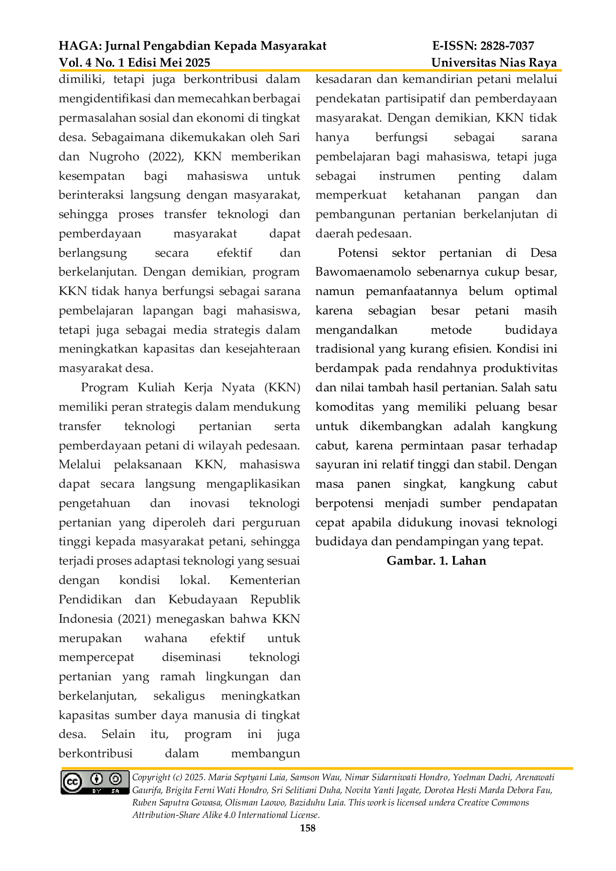 JURIS Inovasi Budidaya Kangkung Cabut Berbasis Program KKN Untuk Meningkatkan Kesejahteraan Petani Di Desa Bawomaenamolo Kecamatan Luahagundre Maniamolo