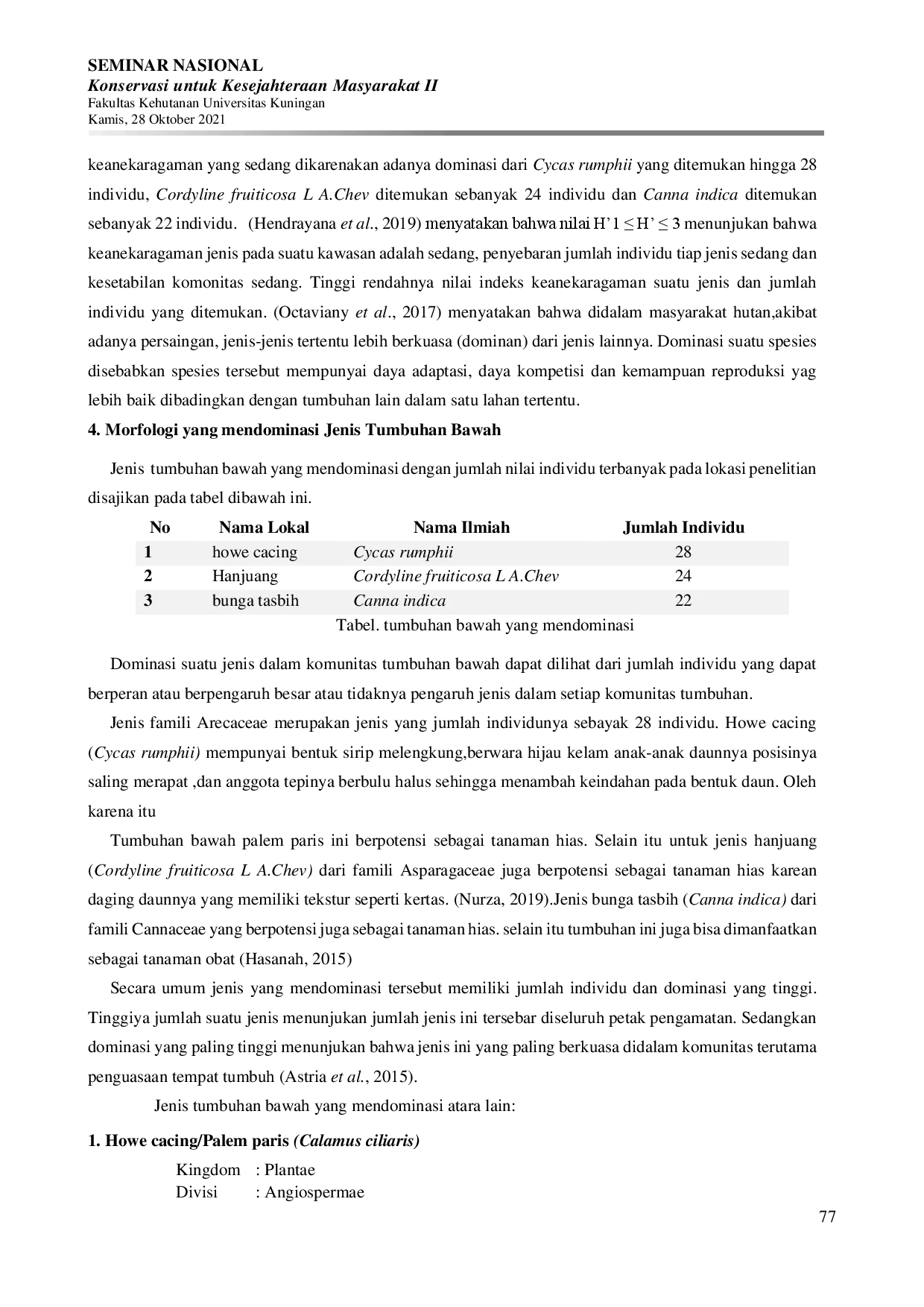 juris Keanekaragaman Jenis Tumbuhan Bawah Di Kawasan Bernilai Konservasi Tinggi Makam Eyang Dalem Cageur Kecamatan Darma Kabupaten Kuningan