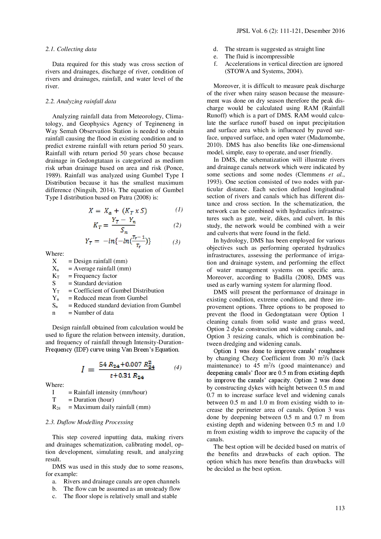 juris Evaluation and Improvement of Drainage Performance in Gedongtataan Lampung Using Duflow Modeling Studio