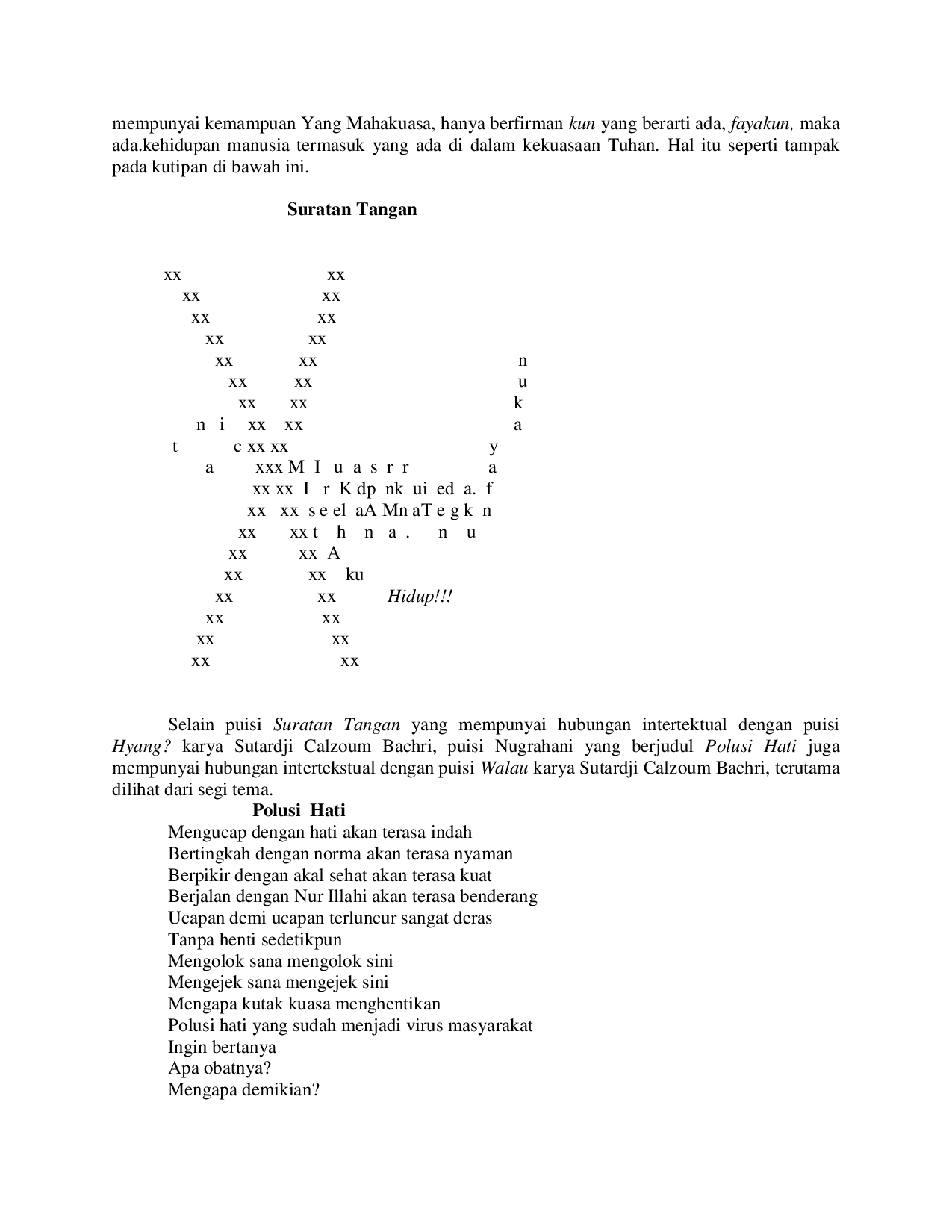 juris Estetika Sutardji dalam Puisi Puisi Widi Nugrahani Tinjauan Intertekstual