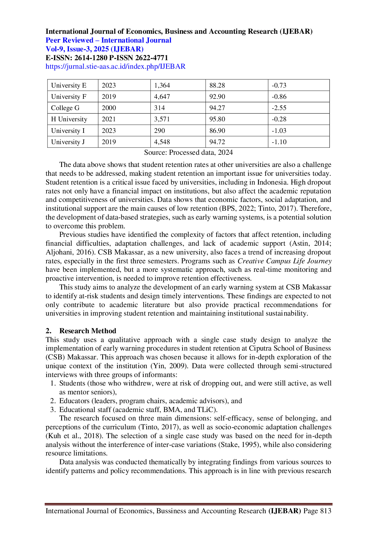 JURIS Student Retention Early Warning Procedures A Case Study of Higher Education Institution Management