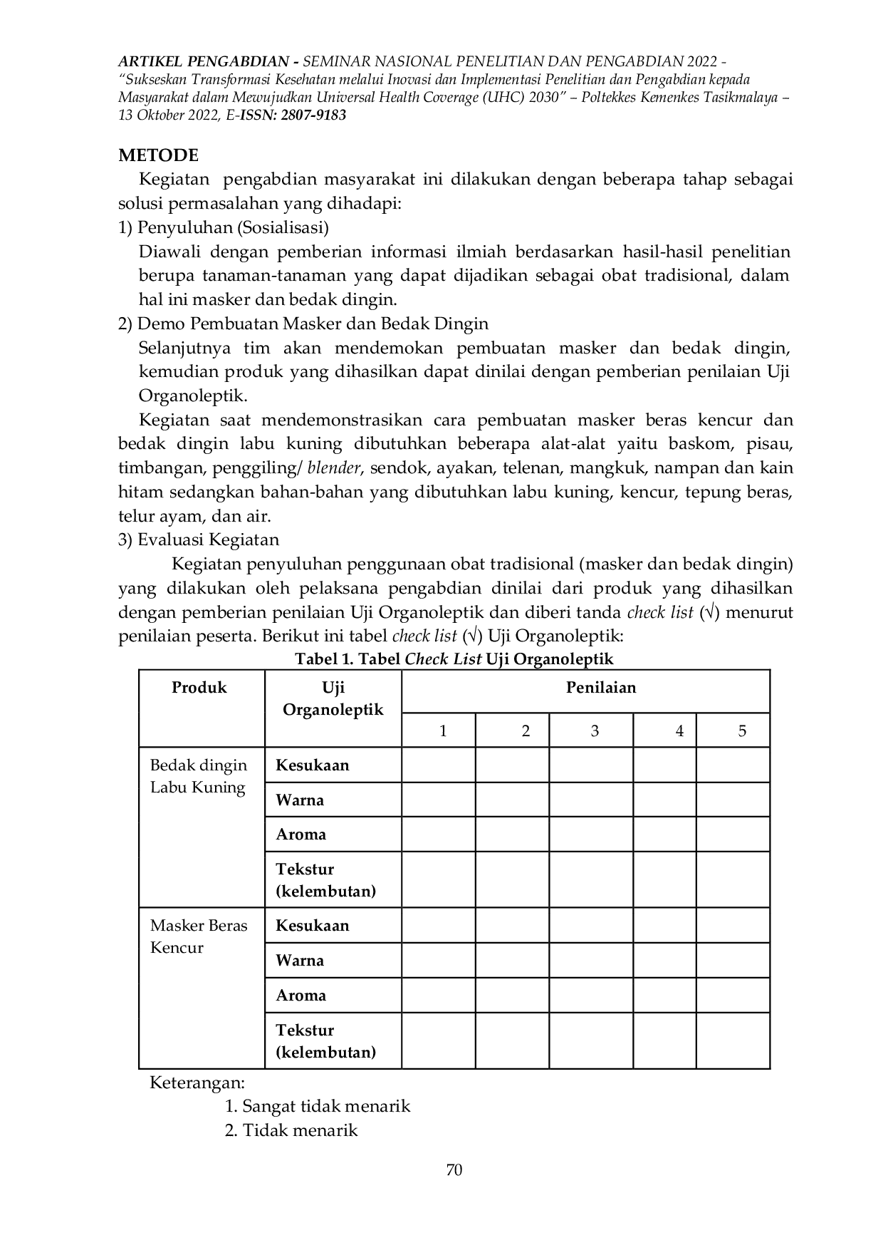 JURIS Pelatihan dan Penyuluhan Penggunaan Masker Beras Kencur dan Bedak Dingin Labu Kuning Sebagai Upaya Pencegahan Efek Paparan Sinar UV