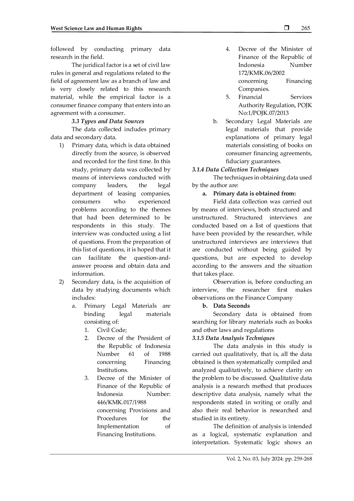 JURIS Execution Of Fiduciary Guarantee At Consumer Finance Institutions