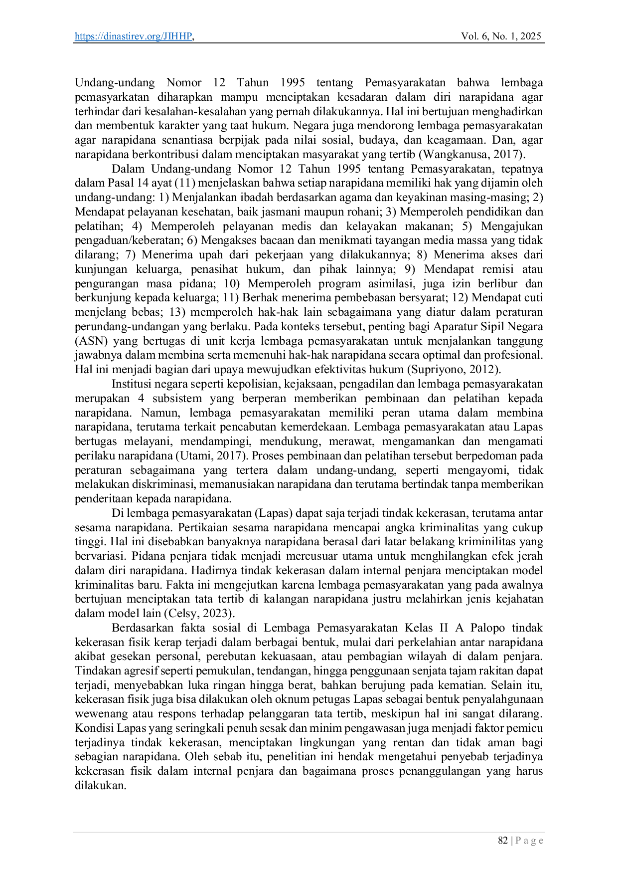 JURIS Tinjauan Yuridis Terhadap Tindak Kekerasan Fisik dan Penanganannya di Lembaga Pemasyarakatan Kelas II A Palopo