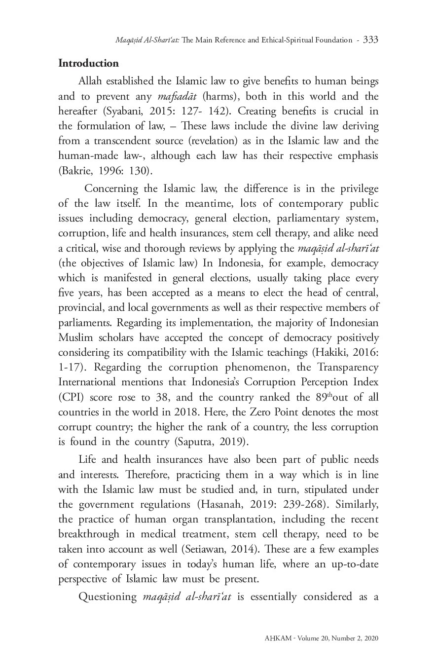 juris MaqAid Al Shar at The Main Reference and Ethical Spiritual Foundation for the Dynamization Process of Islamic Law