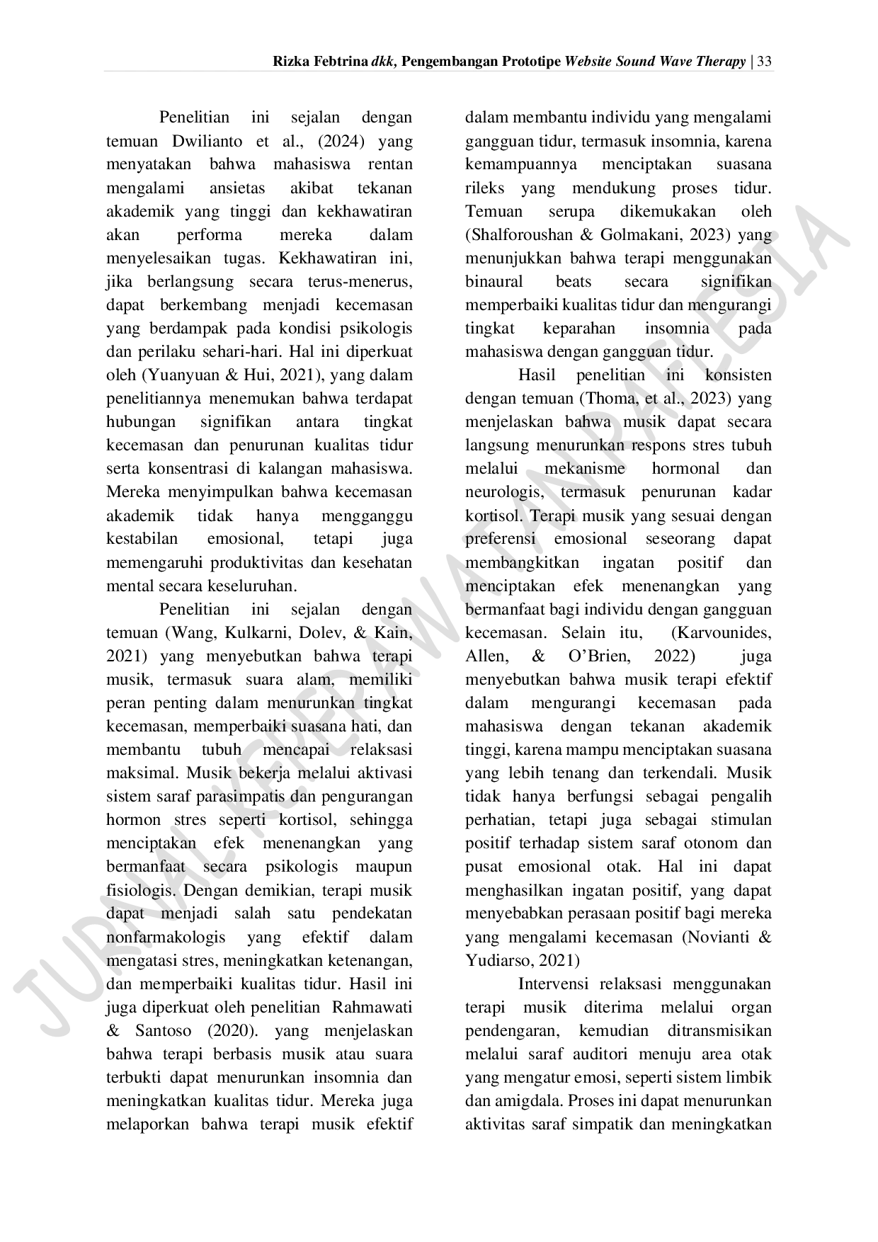 JURIS Pengembangan Prototipe Website Sound Wave Therapy untuk Mengatasi Masalah Insomnia dan Ansietas