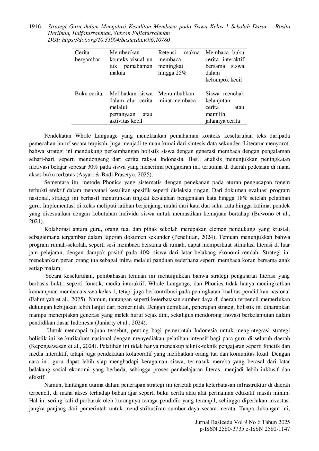 JURIS Strategi Guru dalam Mengatasi Kesulitan Membaca pada Siswa Kelas 1 Sekolah Dasar