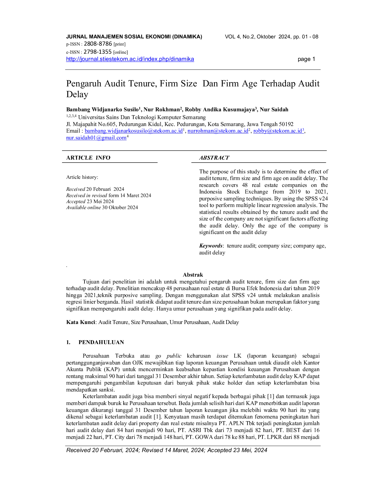 JURIS Pengaruh Audit Tenure Firm Size Dan Firm Age Terhadap Audit Delay