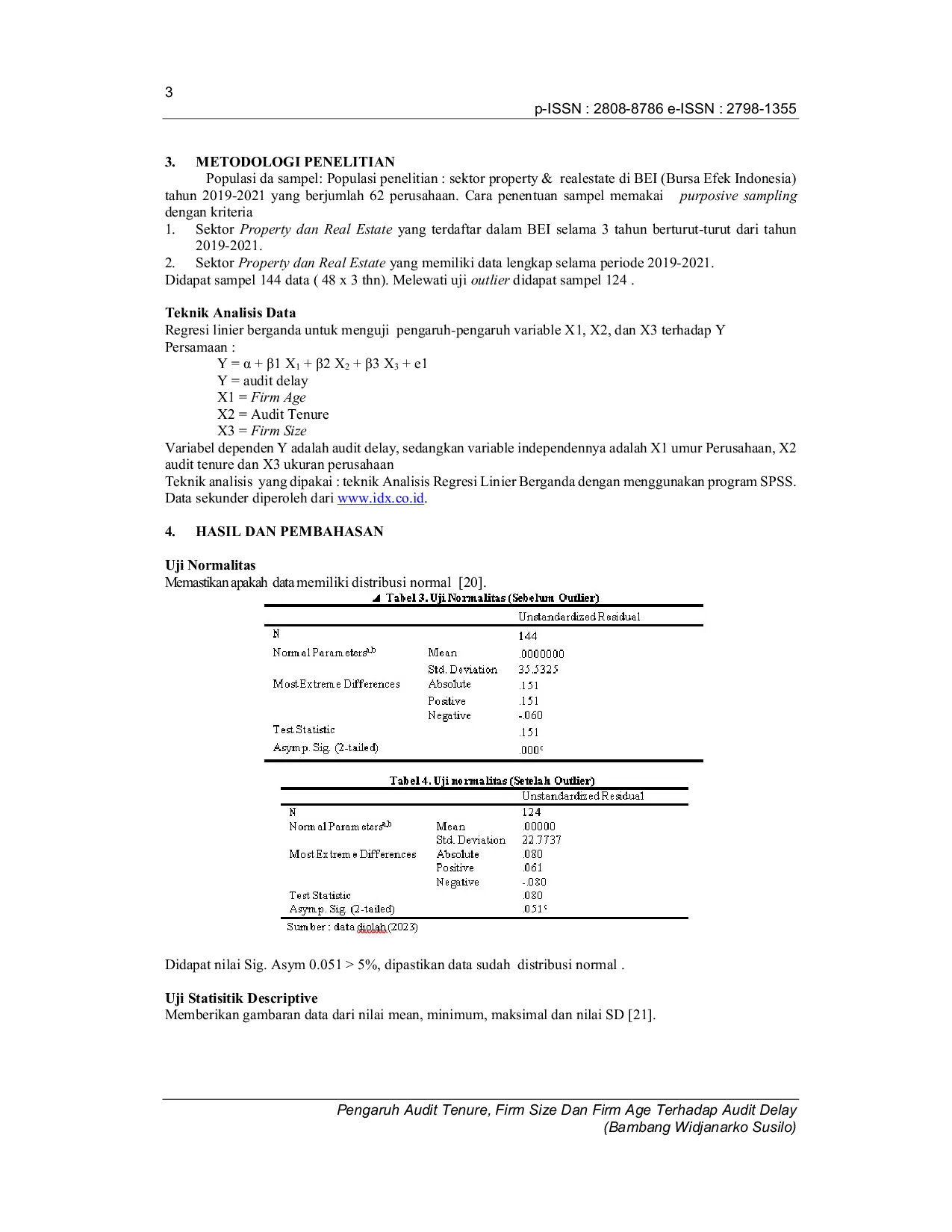 JURIS Pengaruh Audit Tenure Firm Size Dan Firm Age Terhadap Audit Delay