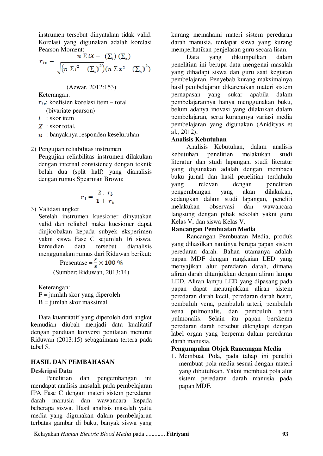 JURIS Kelayakan Human Electric Blood Media Pada Mata Pelajaran Ipa Sistem Peredaran Darah Manusia Fase C Pada Siswa Sekolah Dasar