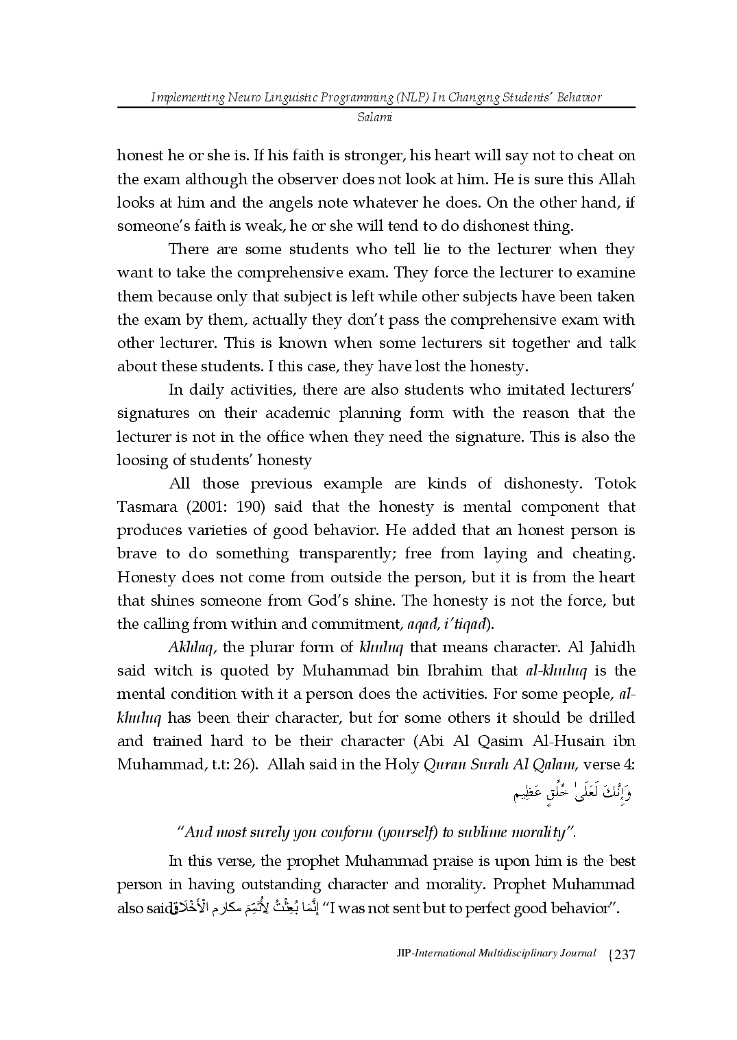 juris Implementing Neuro Linguistic Programming Nlp In Changing Students Behavior Research Done At Islamic Universities In Aceh