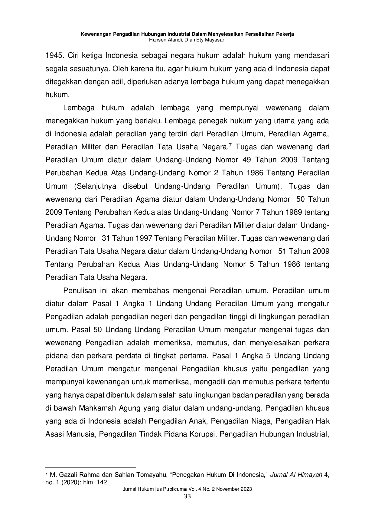 JURIS Kewenangan Pengadilan Hubungan Industrial Dalam Menyelesaikan Perselisihan Pekerja