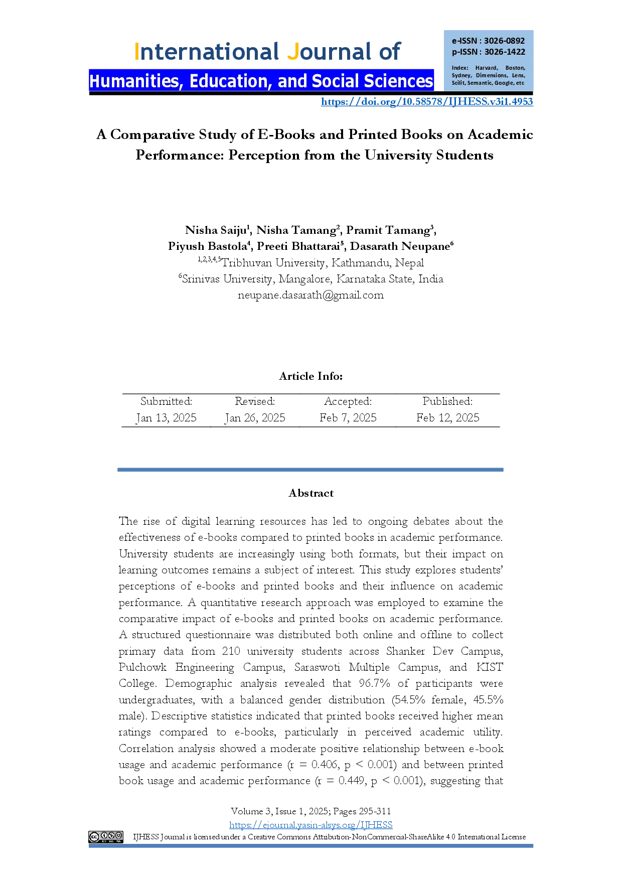 juris A Comparative Study of E Books and Printed Books on Academic Performance Perception from the University Students