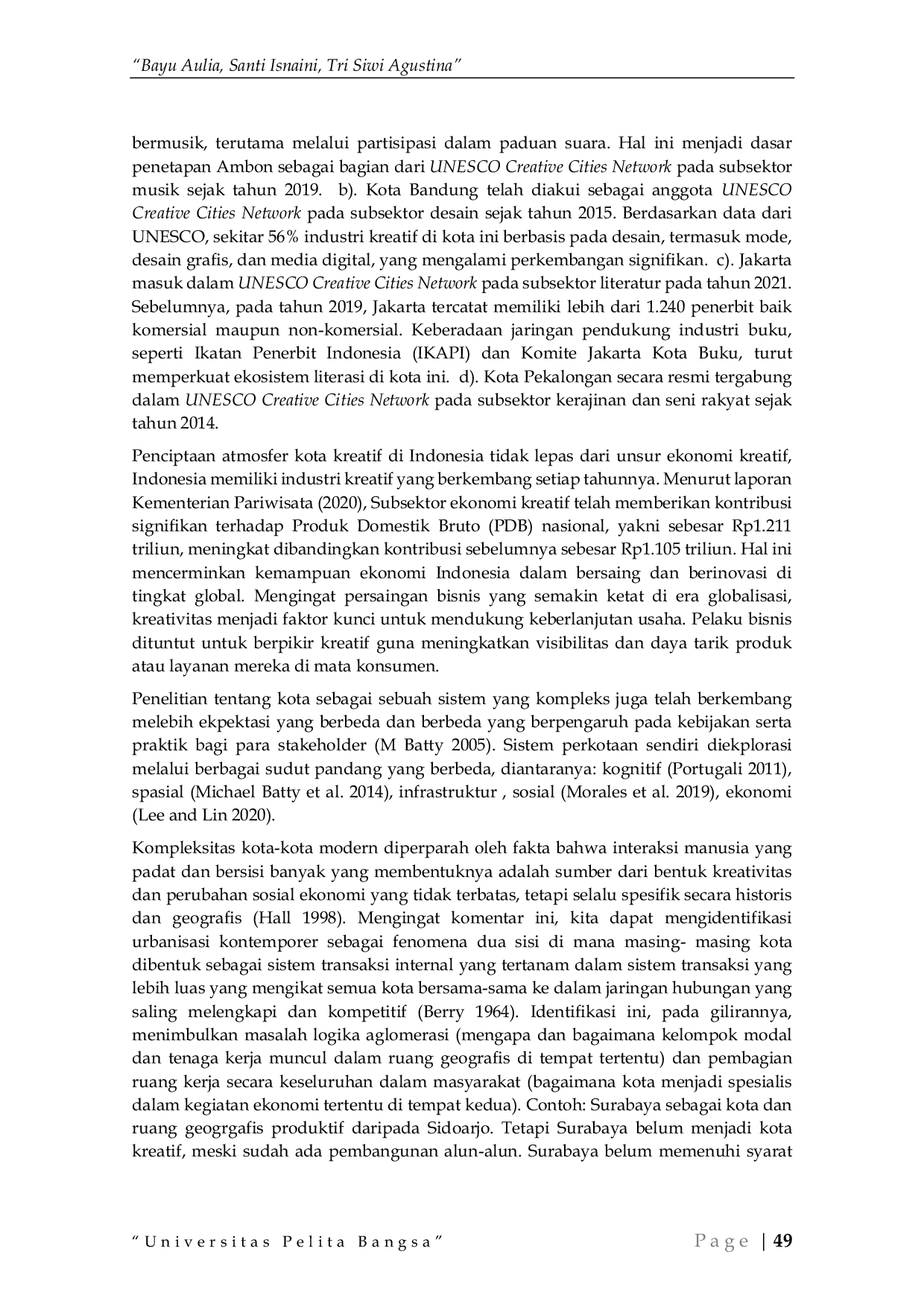 JURIS Menuju Pembangunan Berkelanjutan Mewujudkan Kesetaraan Pemberdayaan Dan Peningkatan Taraf Ekonomi Melalui Perwujudan Kota Kreatif